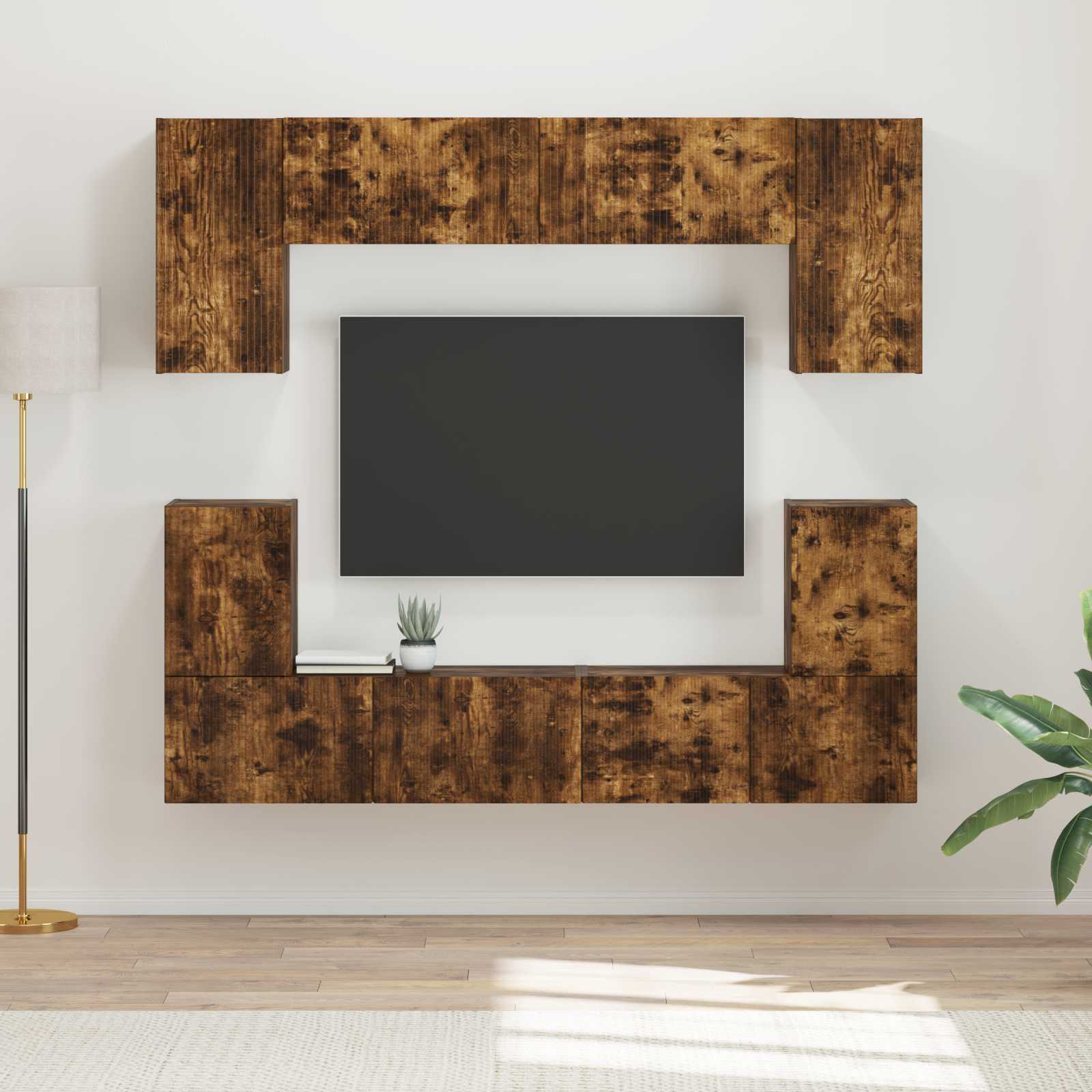 Set TV komoda Zidne 5 pcs Dimljeni hrast Konstruirano drvo