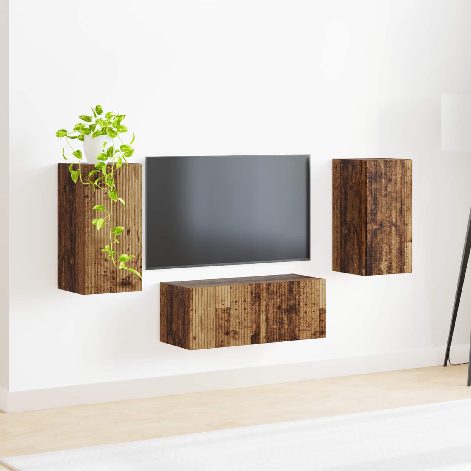 Set TV komoda Zidne 6 pcs Staro drvo Konstruirano drvo