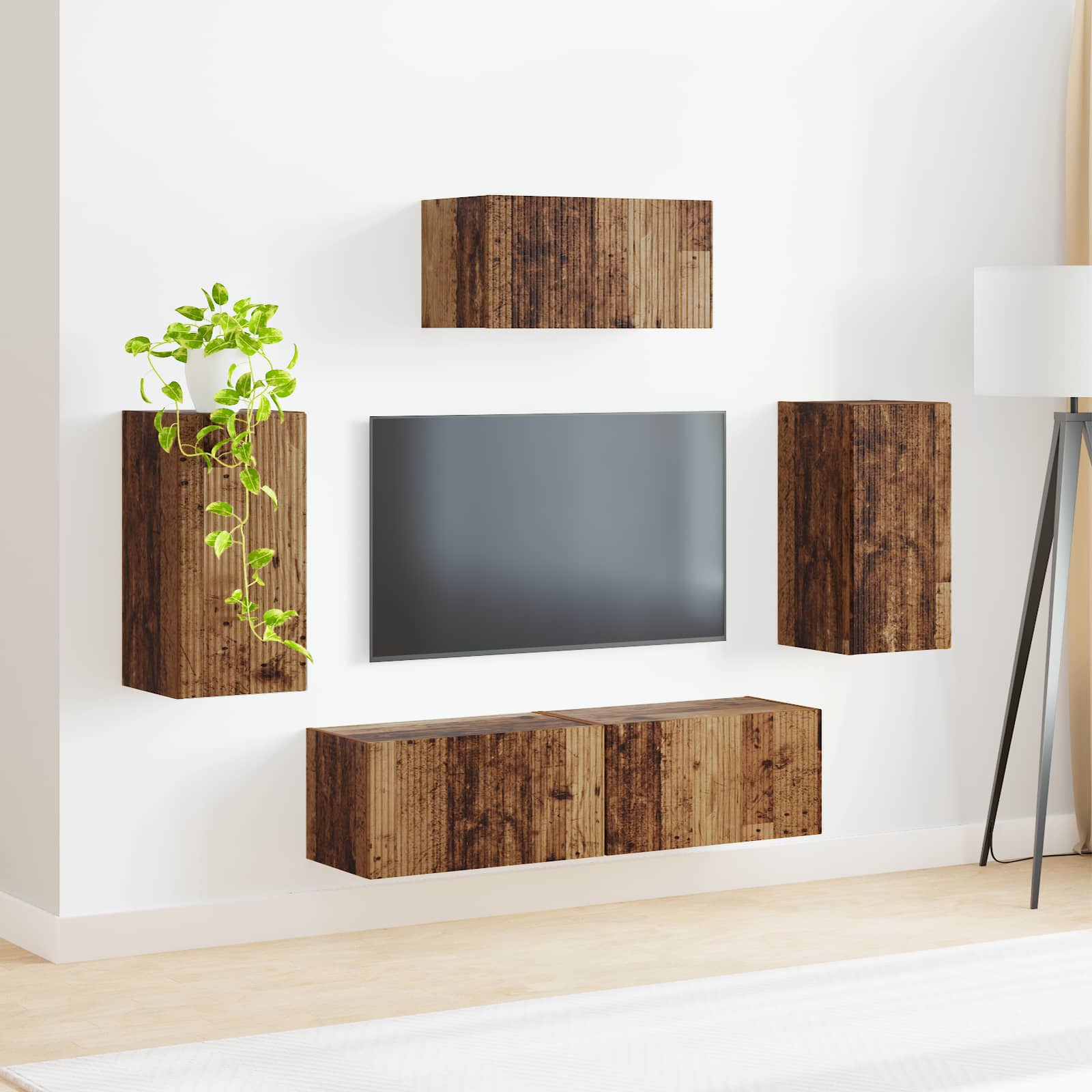 Set TV komoda Zidne 5 pcs Staro drvo Konstruirano drvo