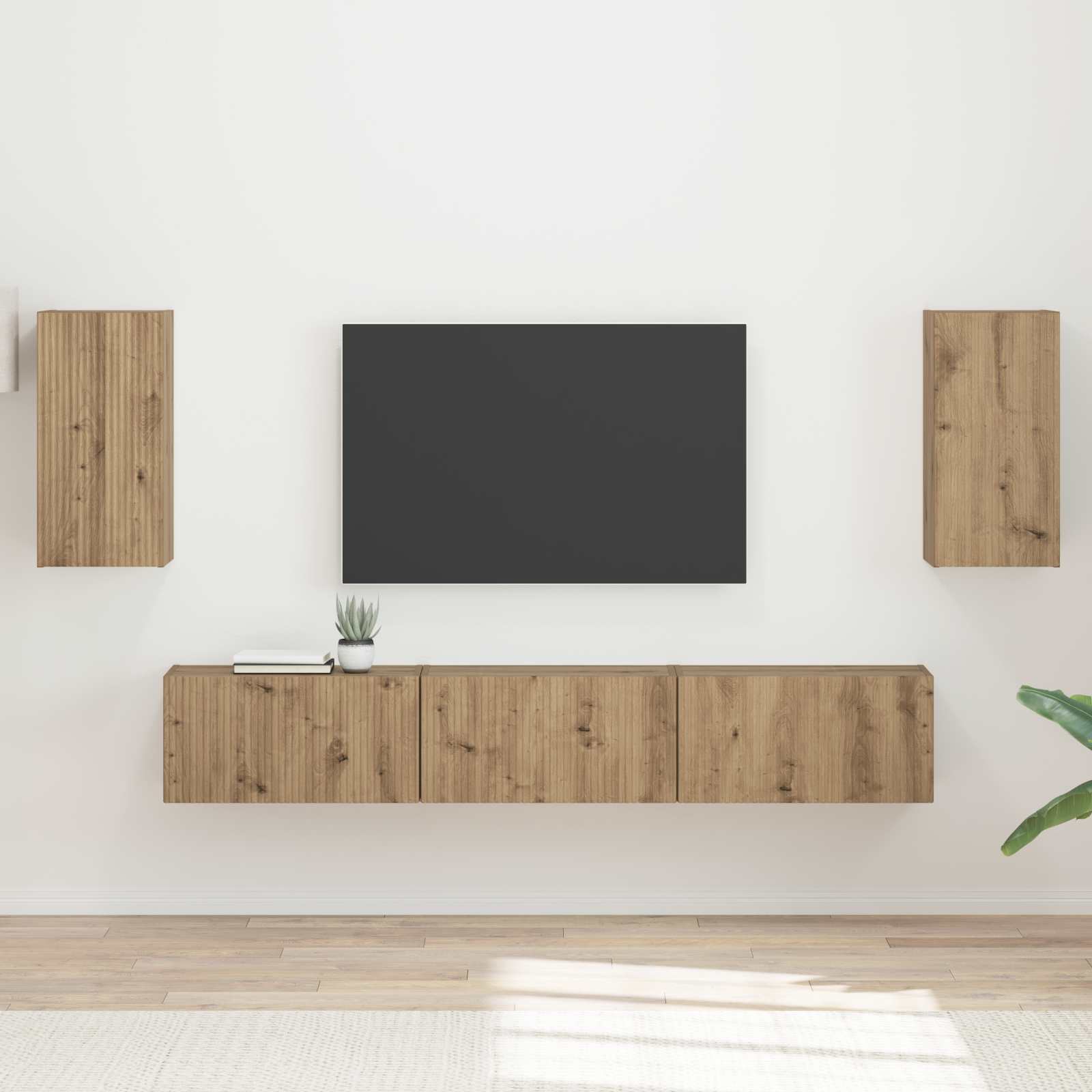 Set TV komoda Zidne 5 pcs Umjetnički hrast Konstruirano drvo