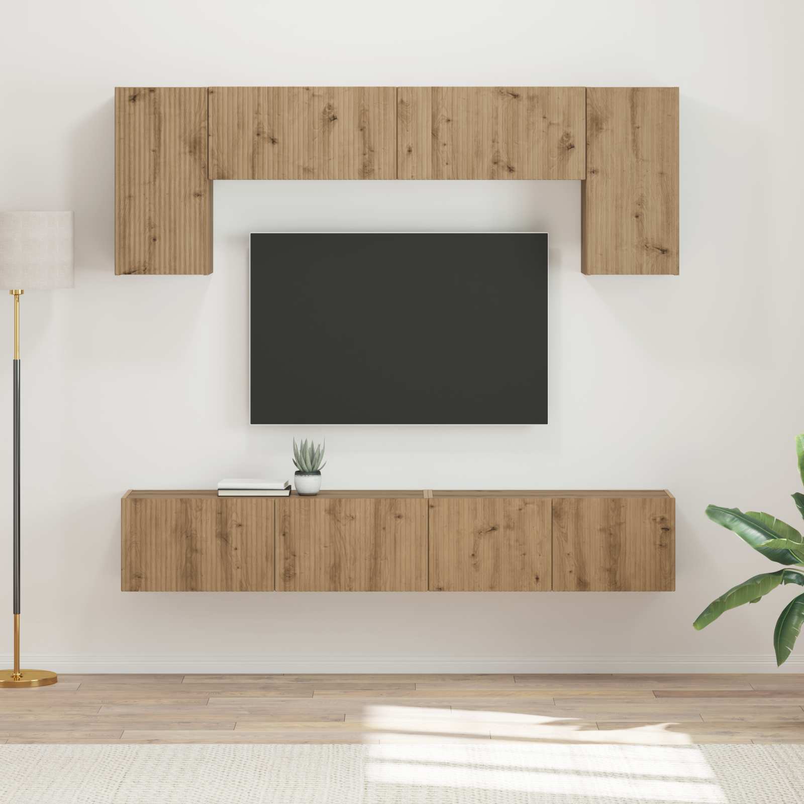 Set TV komoda Zidne 4 pcs Sonoma hrast Konstruirano drvo
