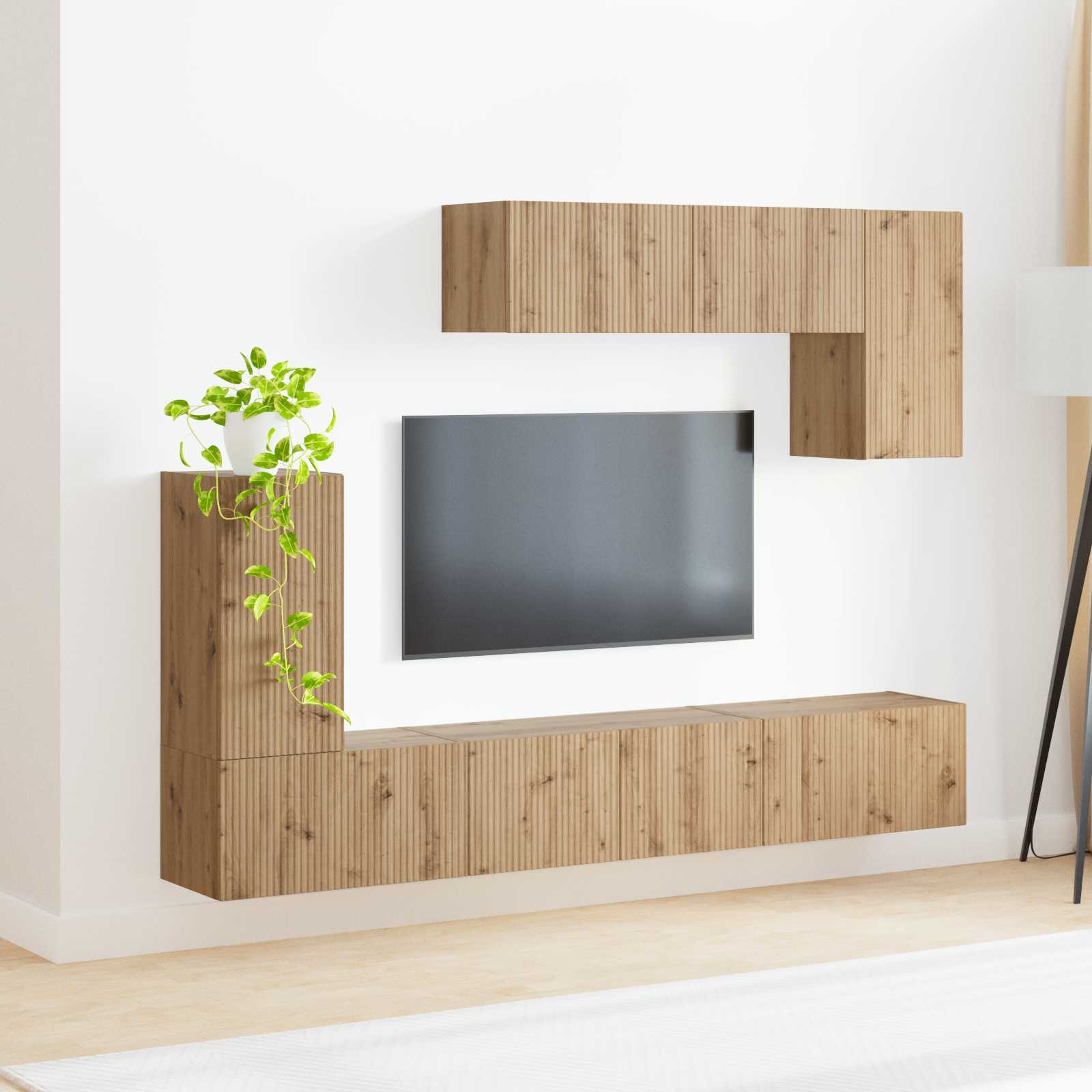 Set TV komoda Zidne 4 pcs Dimljeni hrast Konstruirano drvo