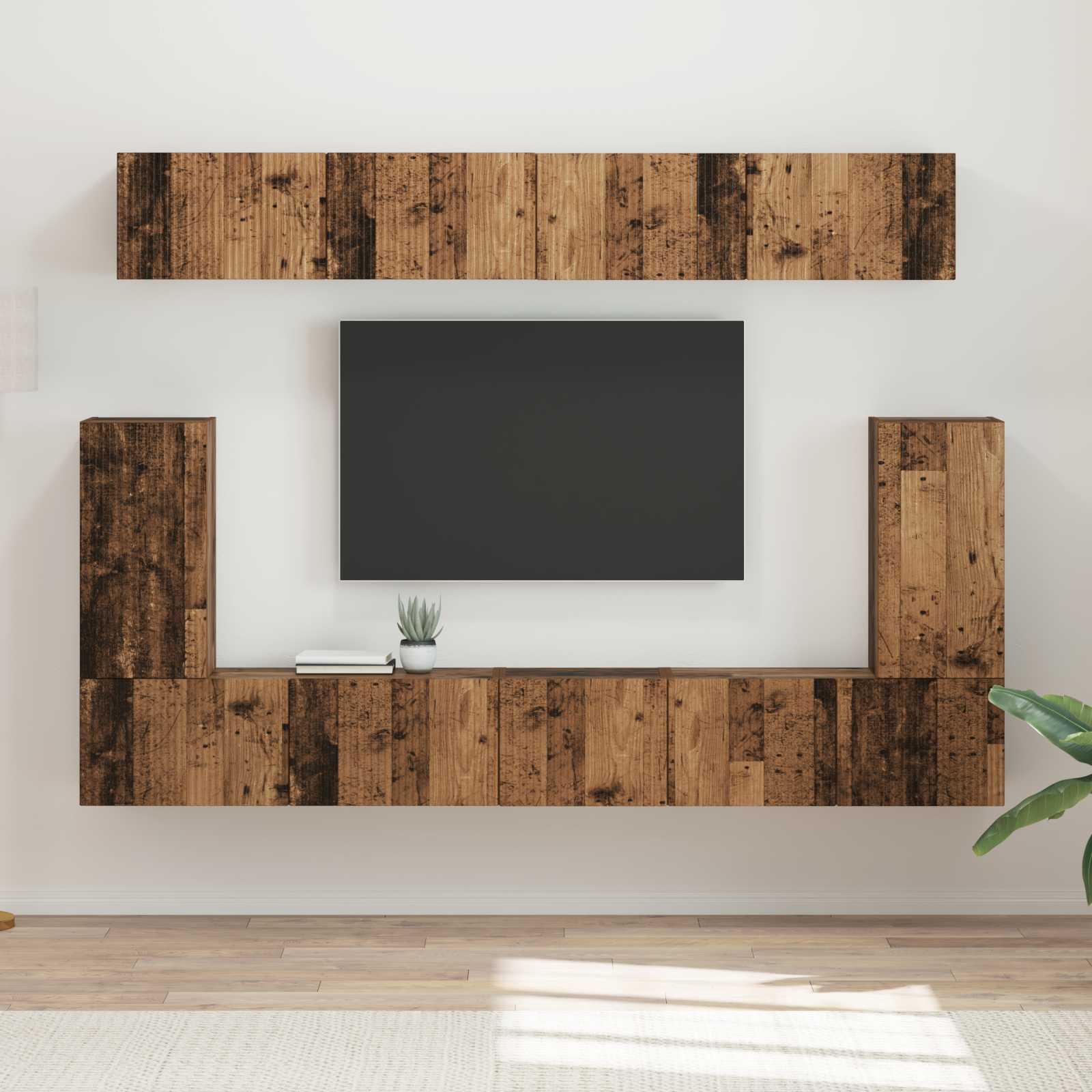 Set TV komoda Zidne 5 pcs Staro drvo Konstruirano drvo