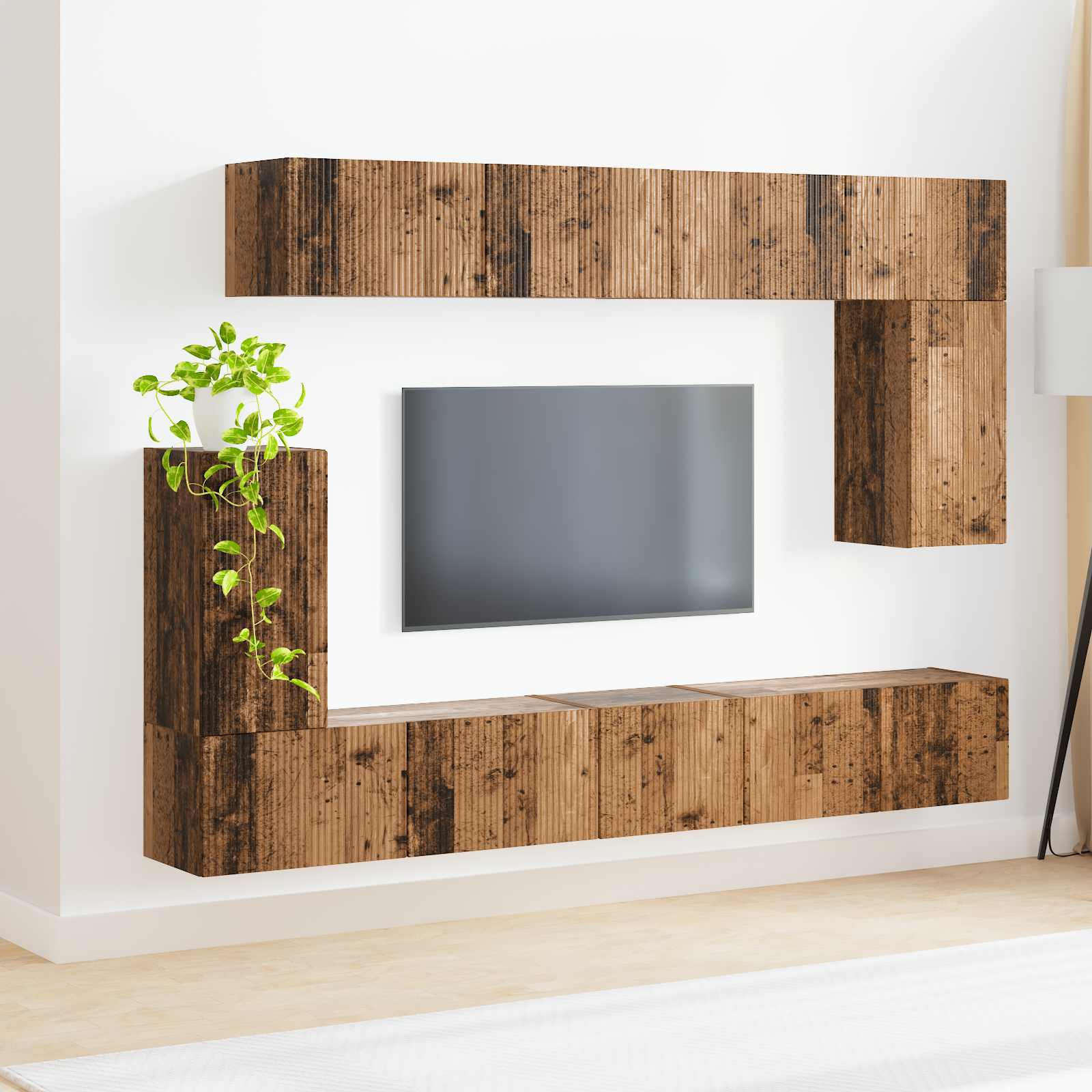Set TV komoda Zidne 5 pcs Staro drvo Konstruirano drvo