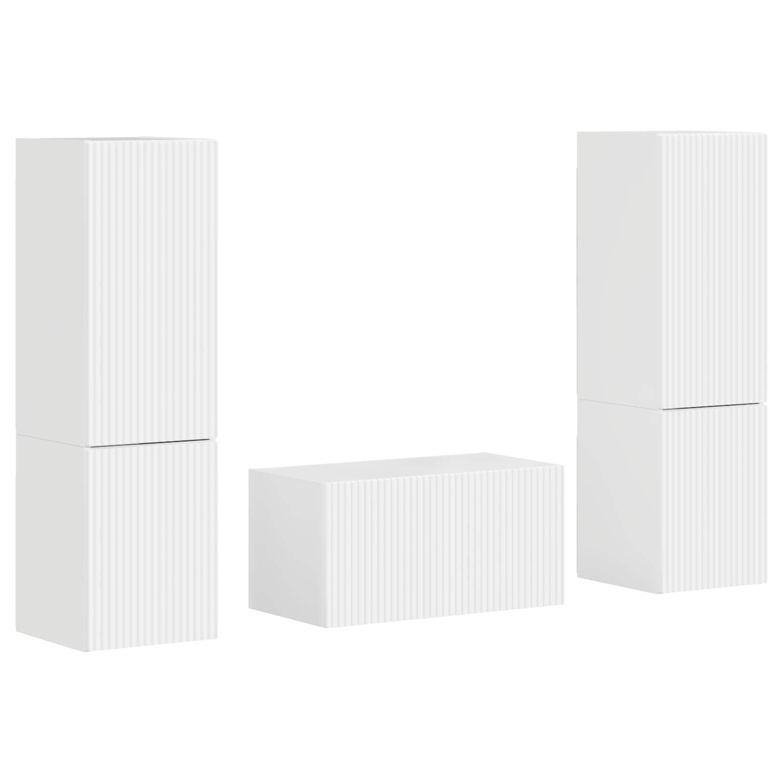 Set TV komoda 5 pcs Visoki sjaj bijela Konstruirano drvo