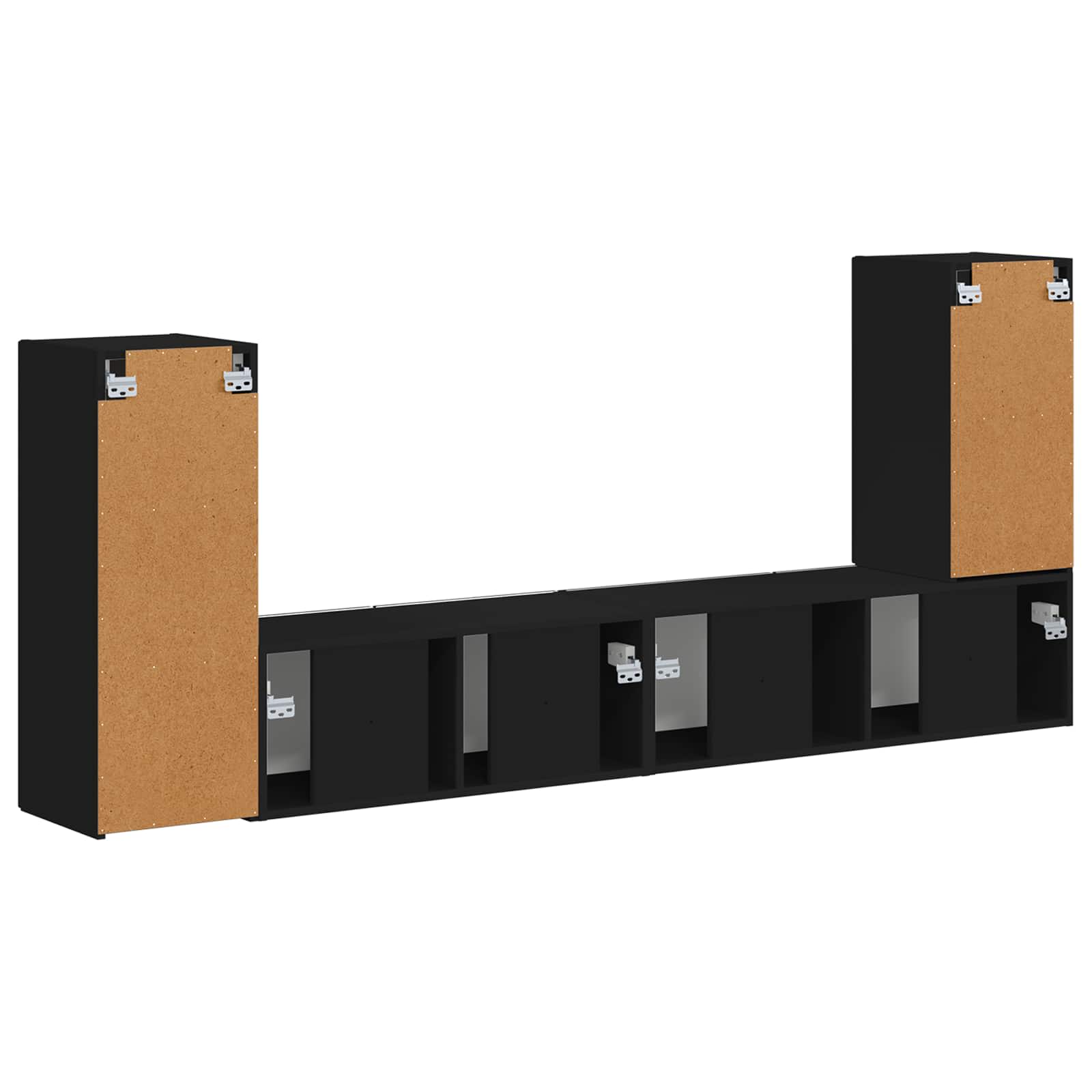 Set TV komoda 4 pcs Crna Konstruirano drvo