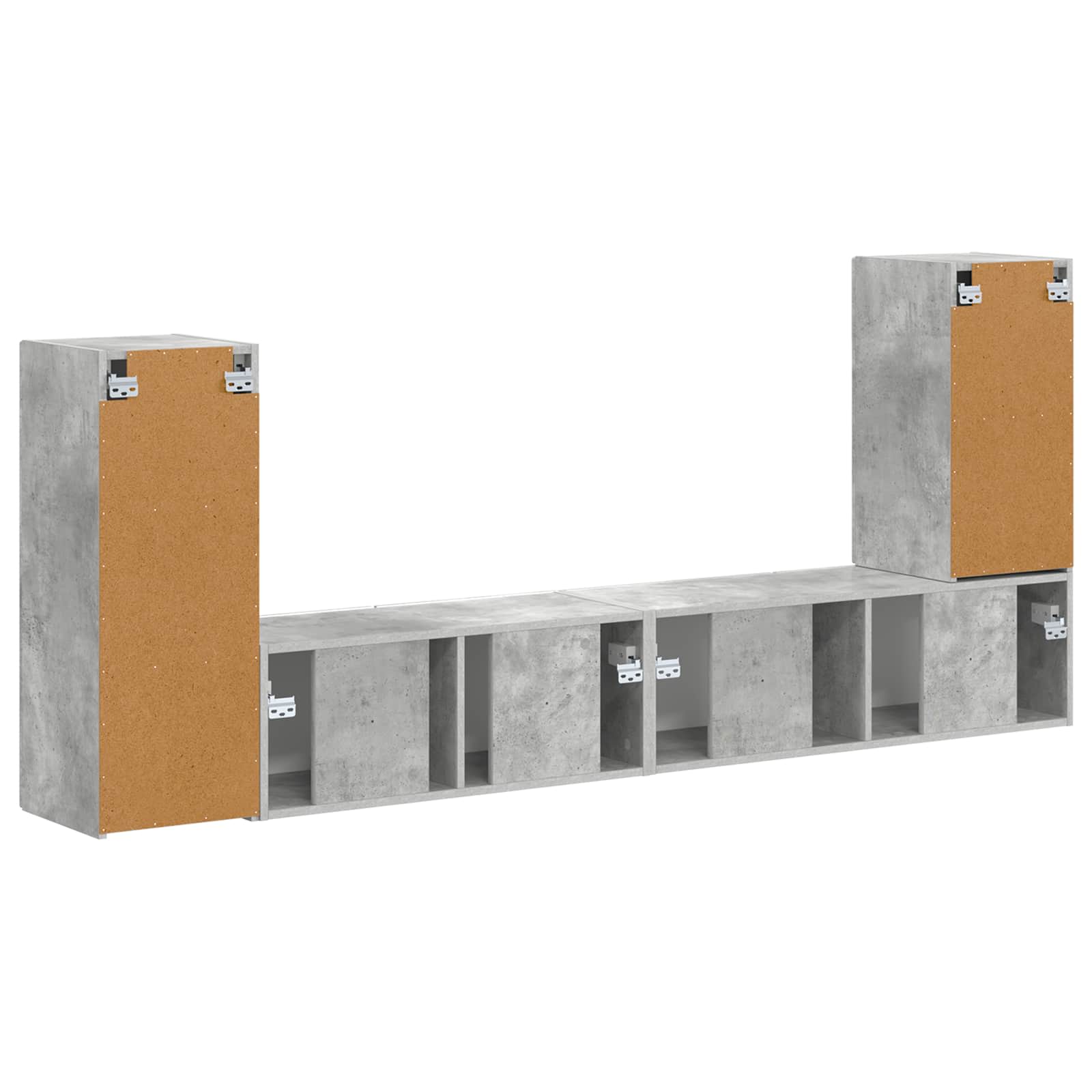 Set TV komoda 4 pcs Betonski sivi Konstruirano drvo