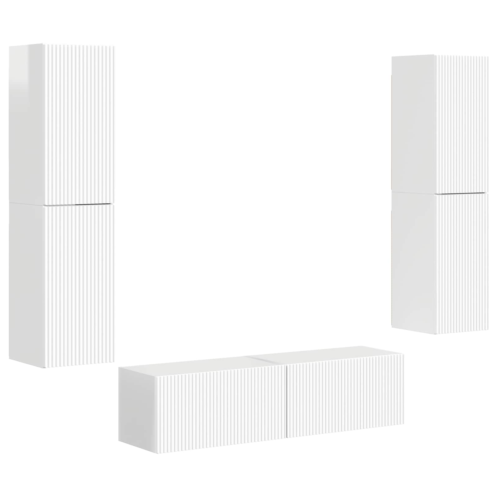 Set TV komoda 6 pcs Visoki sjaj bijela Konstruirano drvo