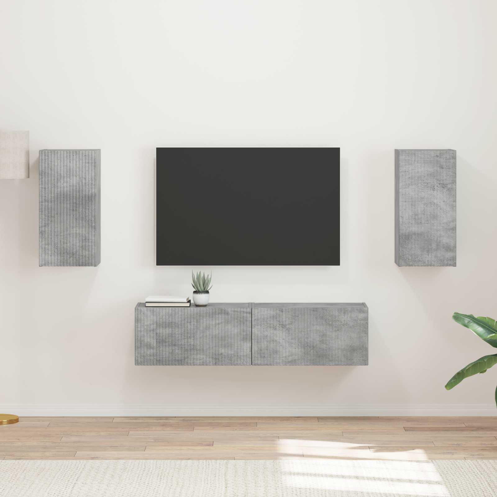 Set TV komoda 4 pcs Betonski sivi Konstruirano drvo