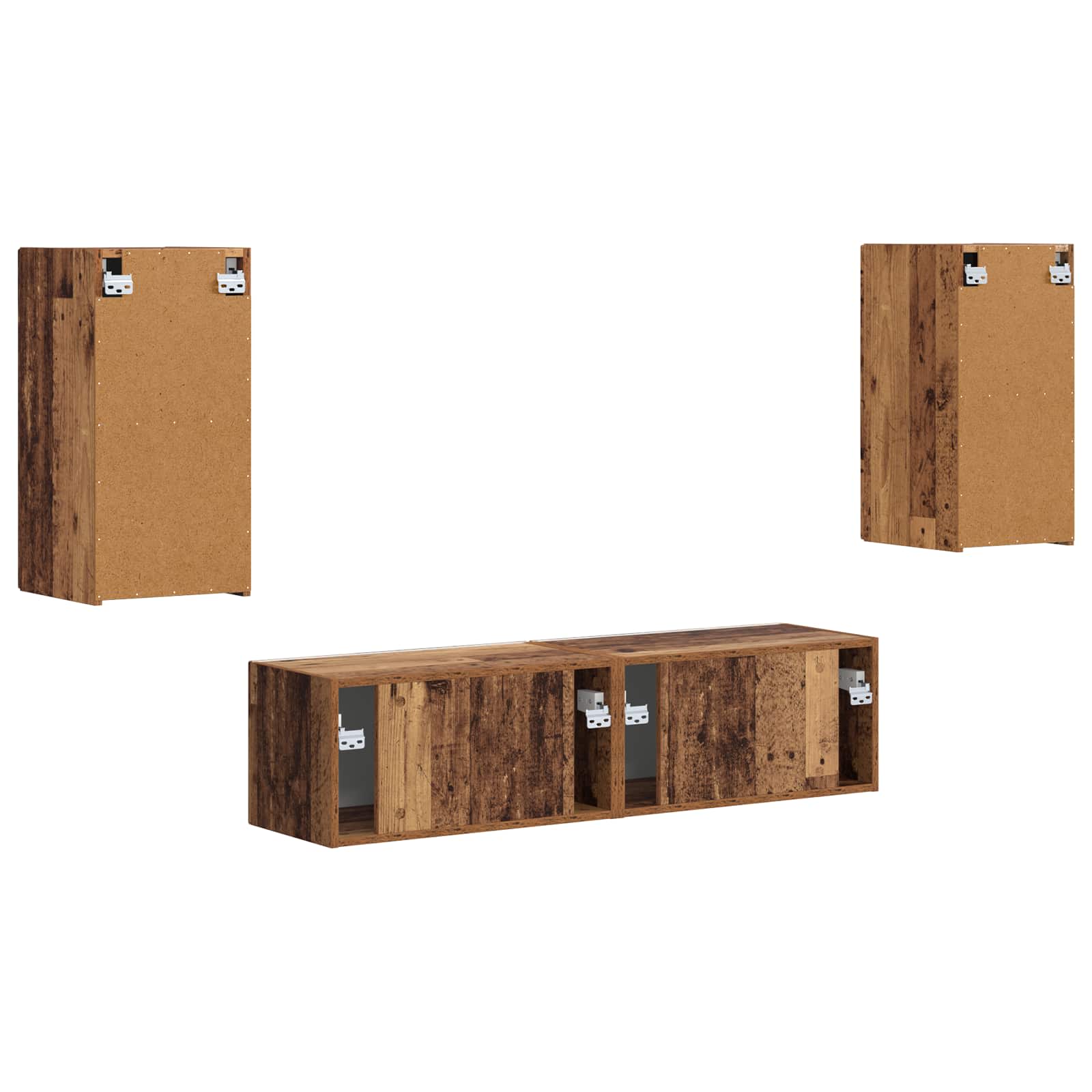Set TV komoda 4 pcs Staro drvo Konstruirano drvo