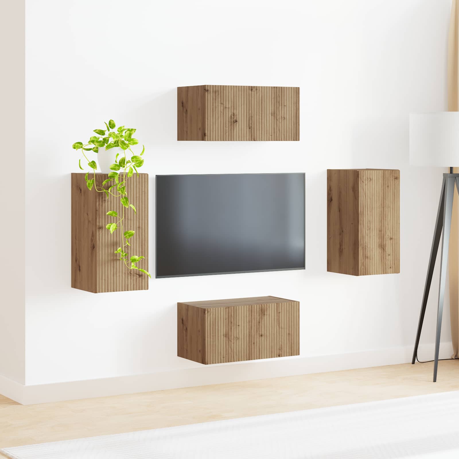Set TV komoda 4 pcs Umjetnički hrast Konstruirano drvo
