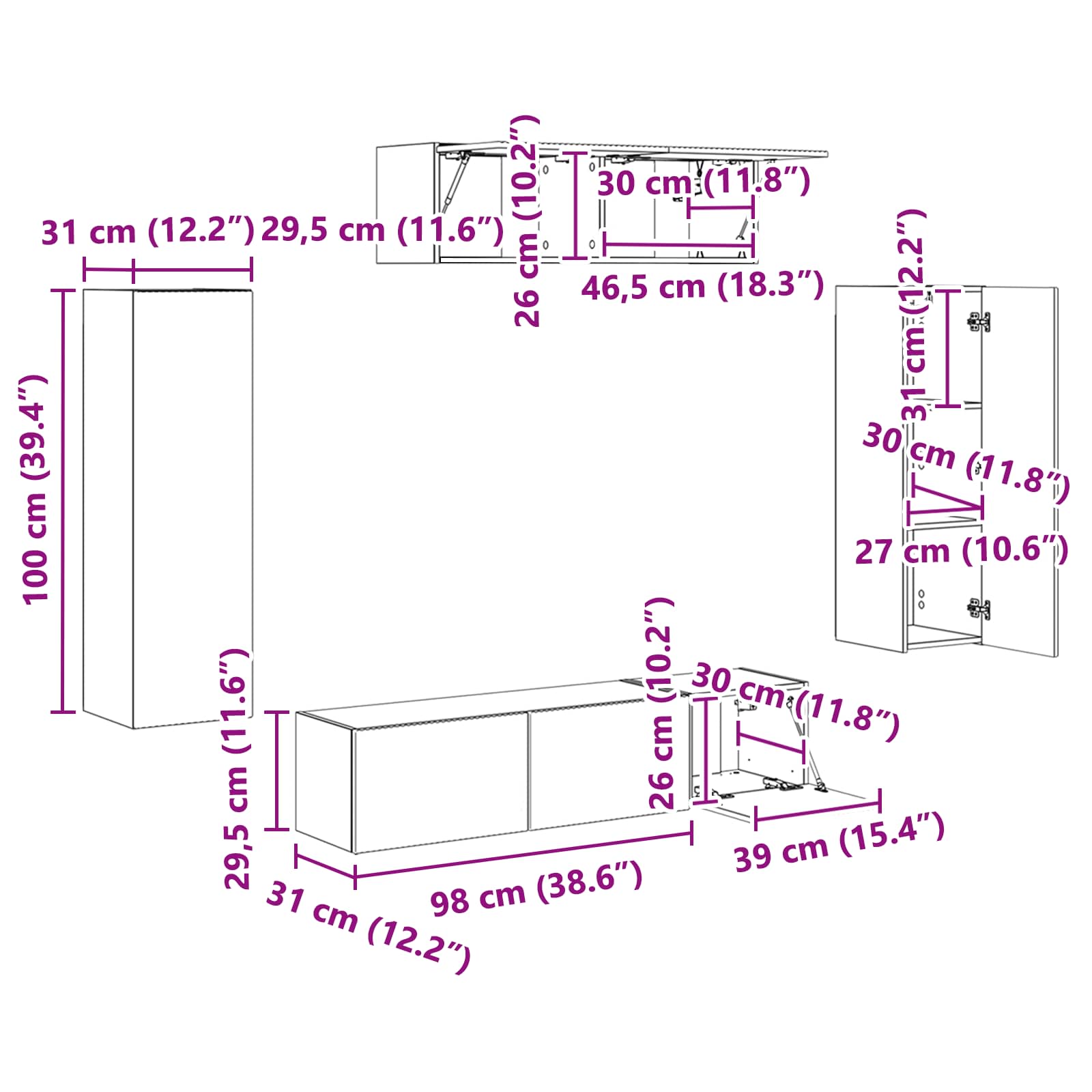 TV ormar 5 pcs Siva Sonoma
