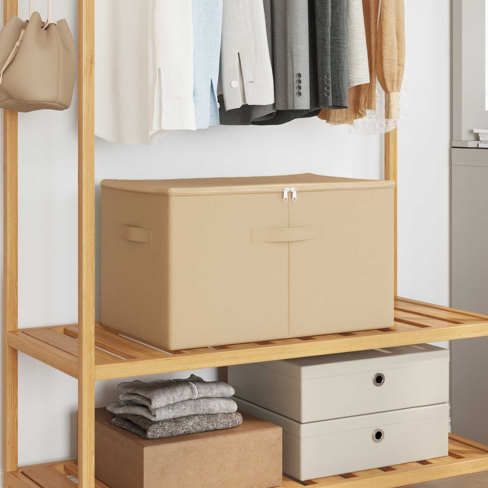 Kutija za spremanje 2 pcs Krem 60 x 43 x 35 cm Netkana tkanina