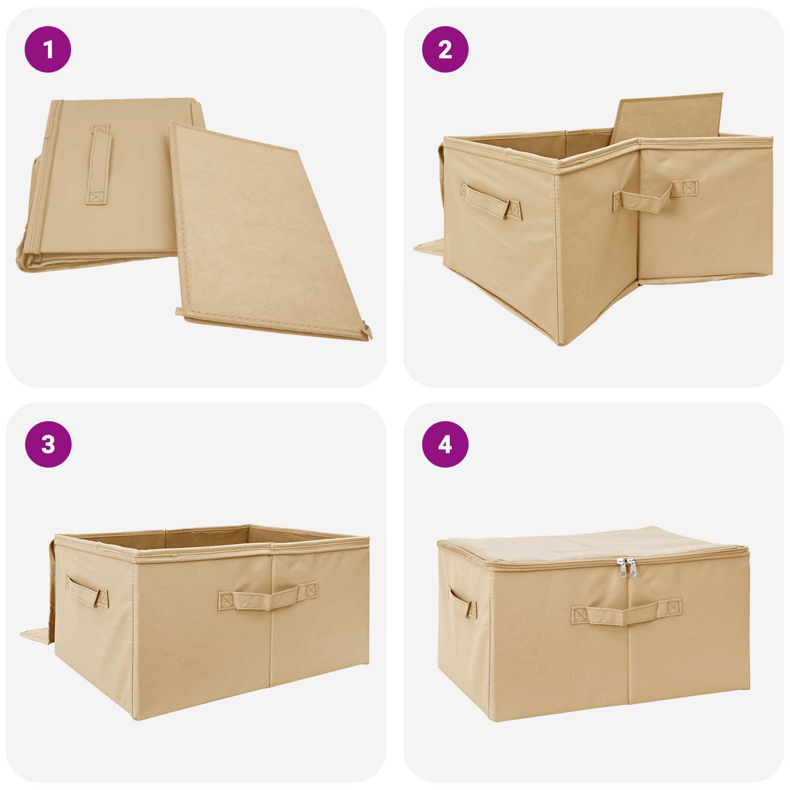 Kutija za spremanje 24 pcs Krem 60 x 43 x 35 cm Netkana tkanina