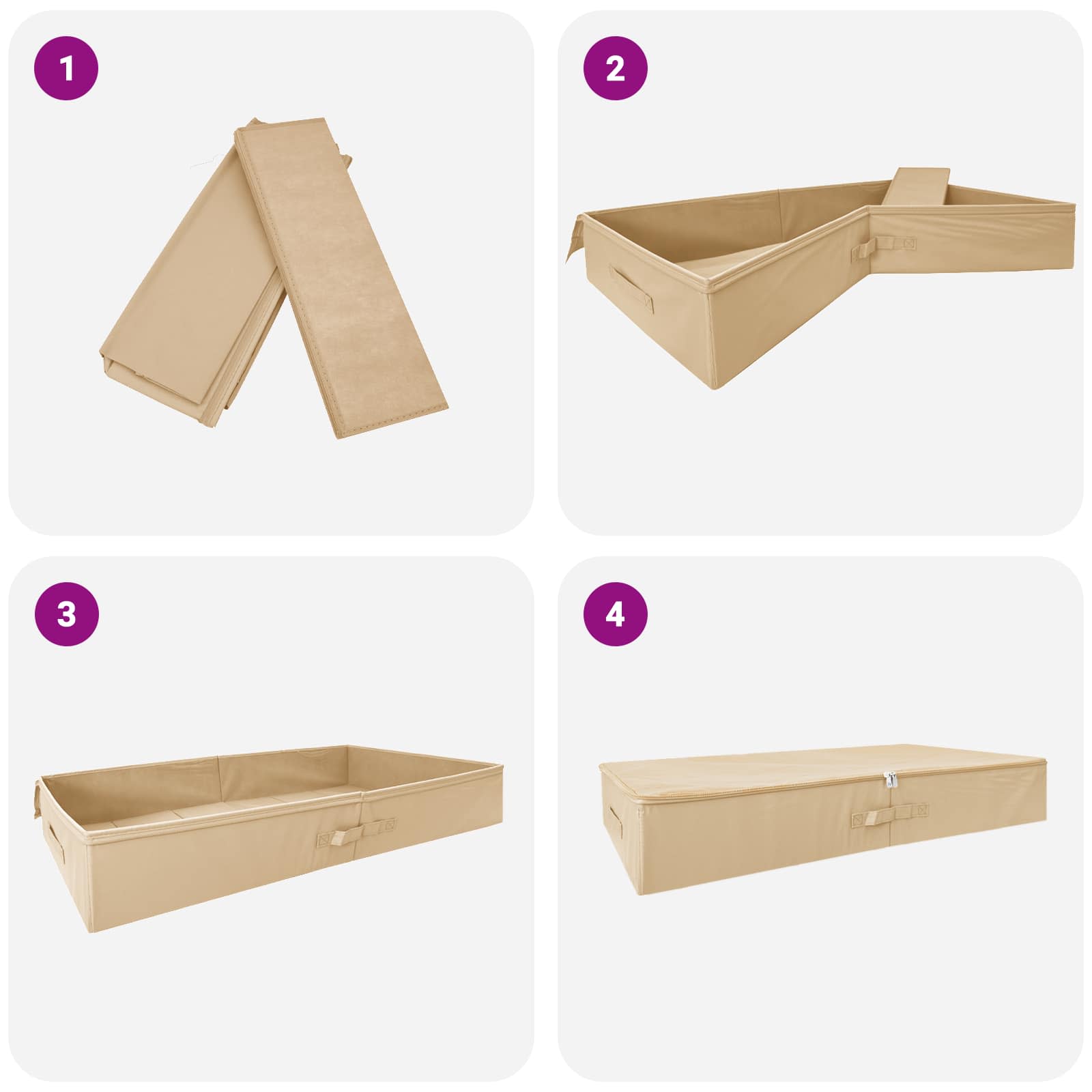 Kutija za spremanje Krem 90 x 48 x 15 cm Netkana tkanina