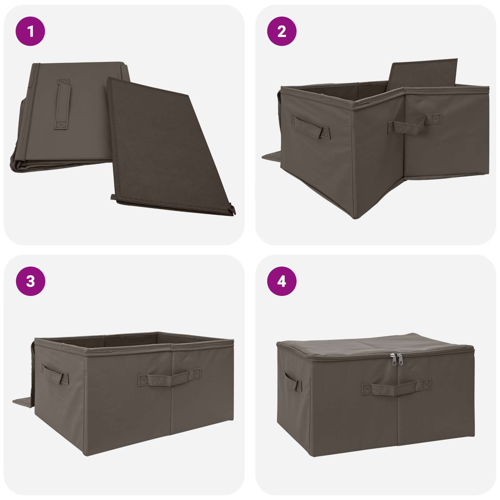 Kutija za spremanje 24 pcs Siva 50 x 30 x 25 cm Netkana tkanina