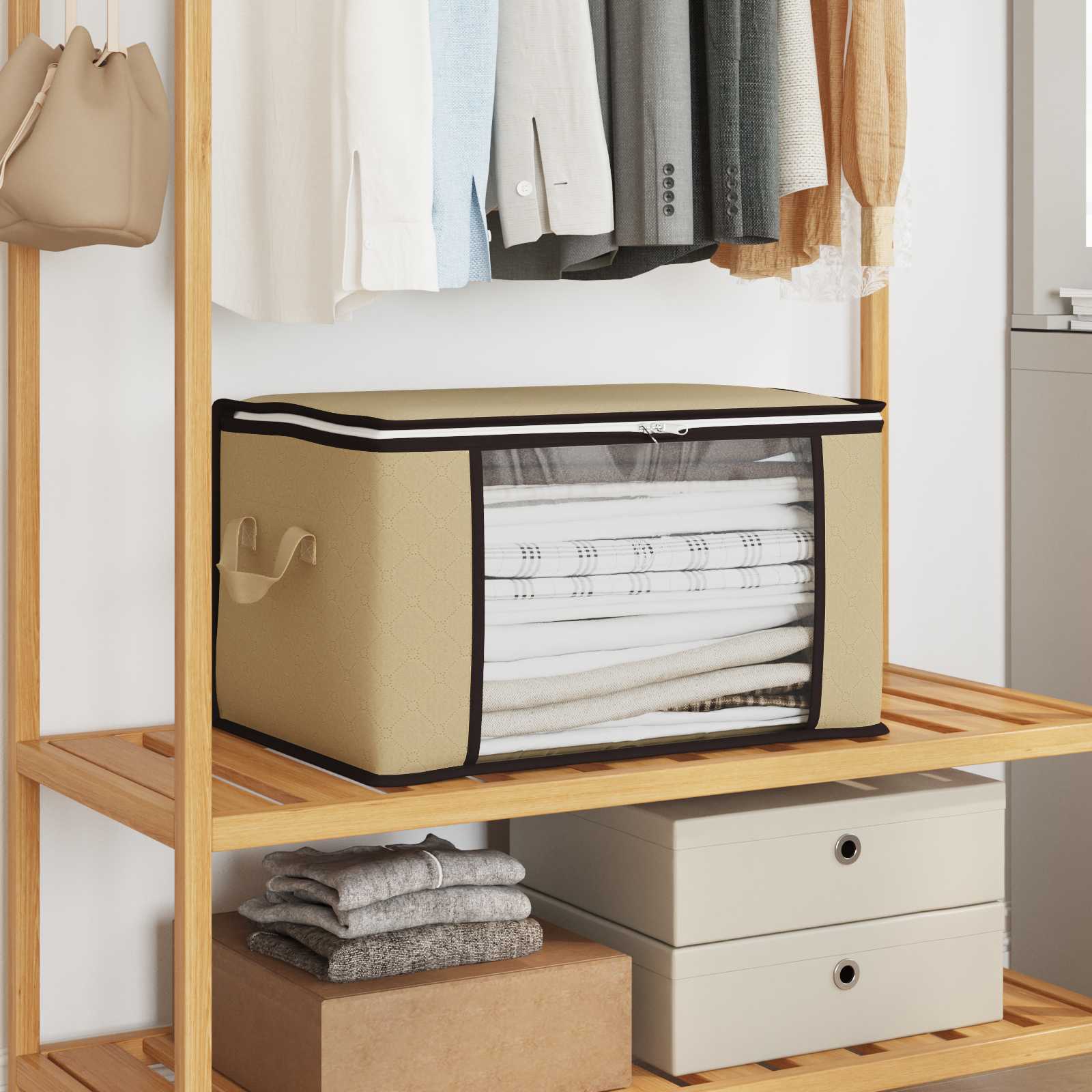 Kutija za pohranu s prozirnim bočnim oknom 6 pcs Krem