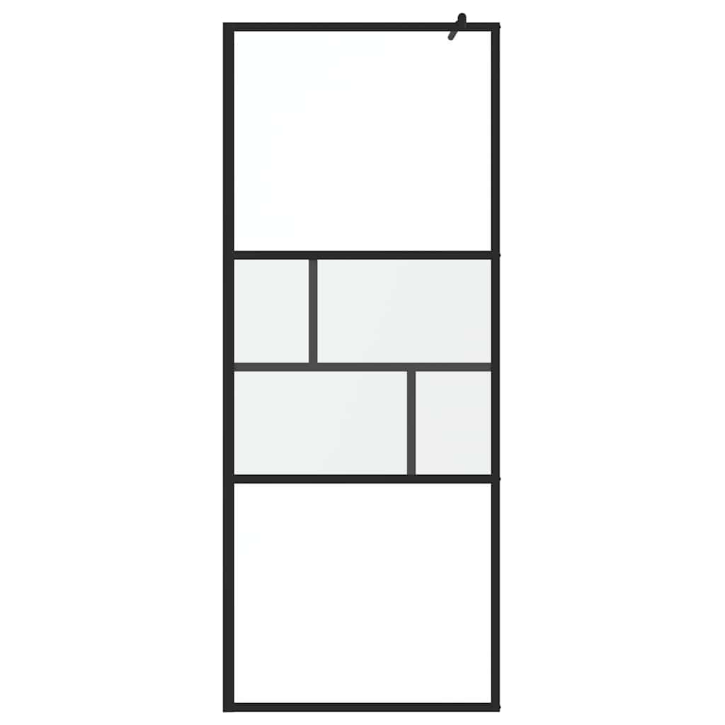 Zid za walk-in tuš Crna 80 x 195 x 0.5 cm Staklo i aluminij
