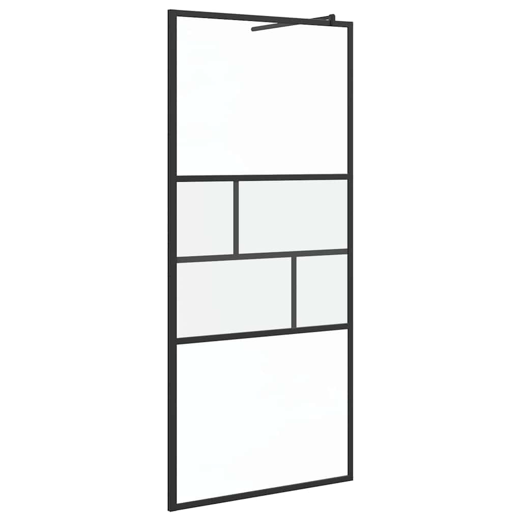 Zid za walk-in tuš Crna 90 x 195 x 0,5 cm Staklo i aluminij