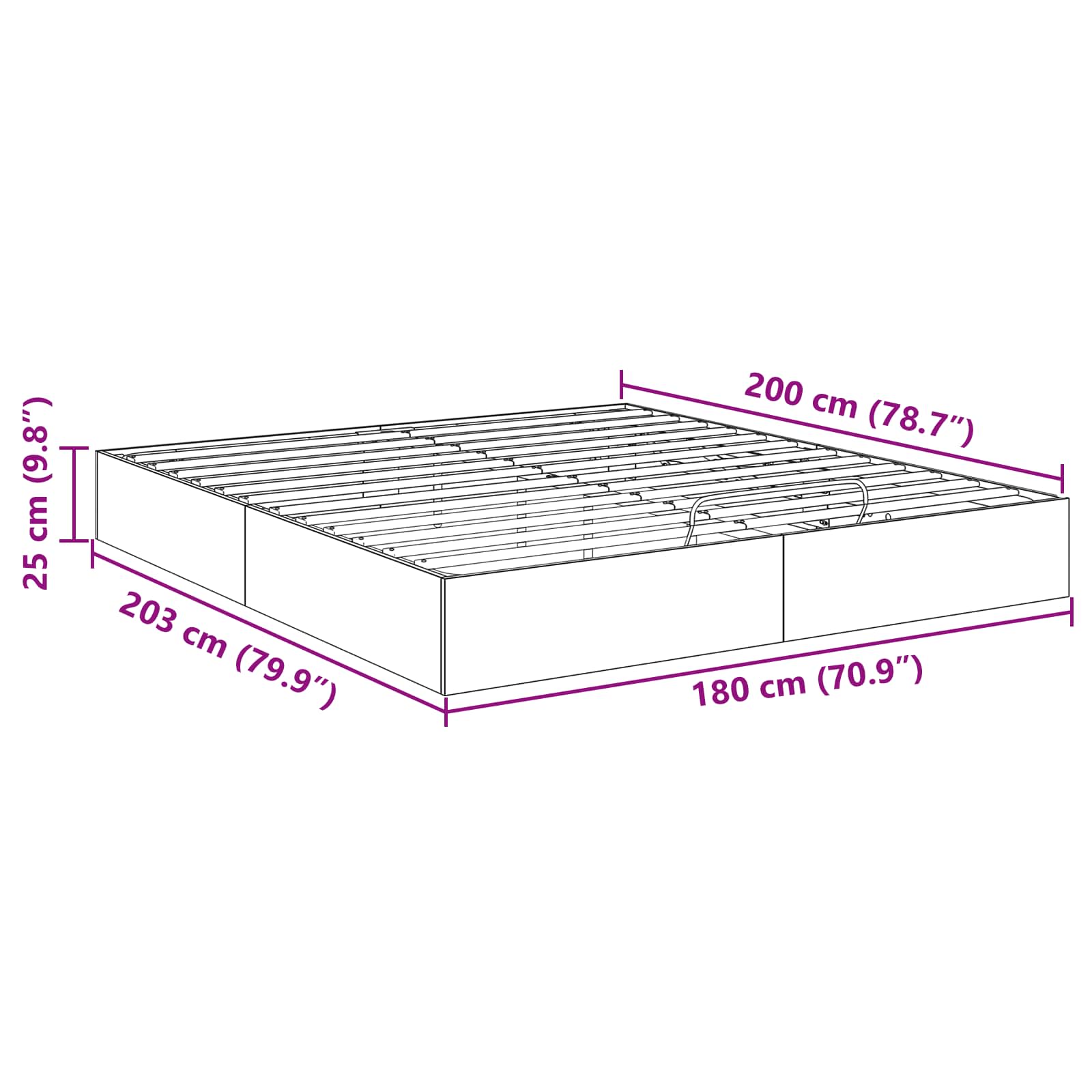 Otomanski krevet Beton 203 x 180 x 25 cm Konstrukcijsko drvo