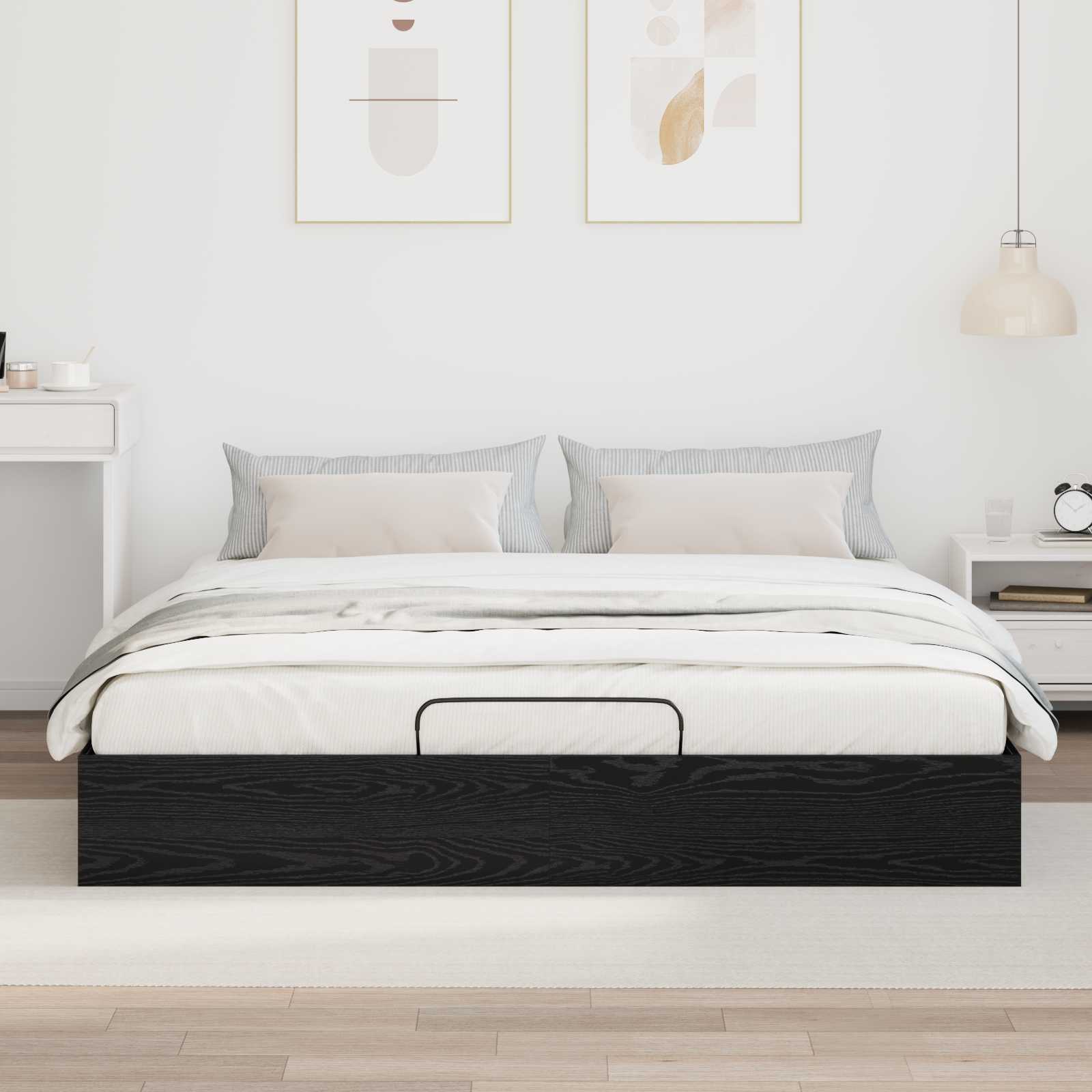 Otomanski krevet s pohranom Crni Hrast 203 x 160 x 25 cm