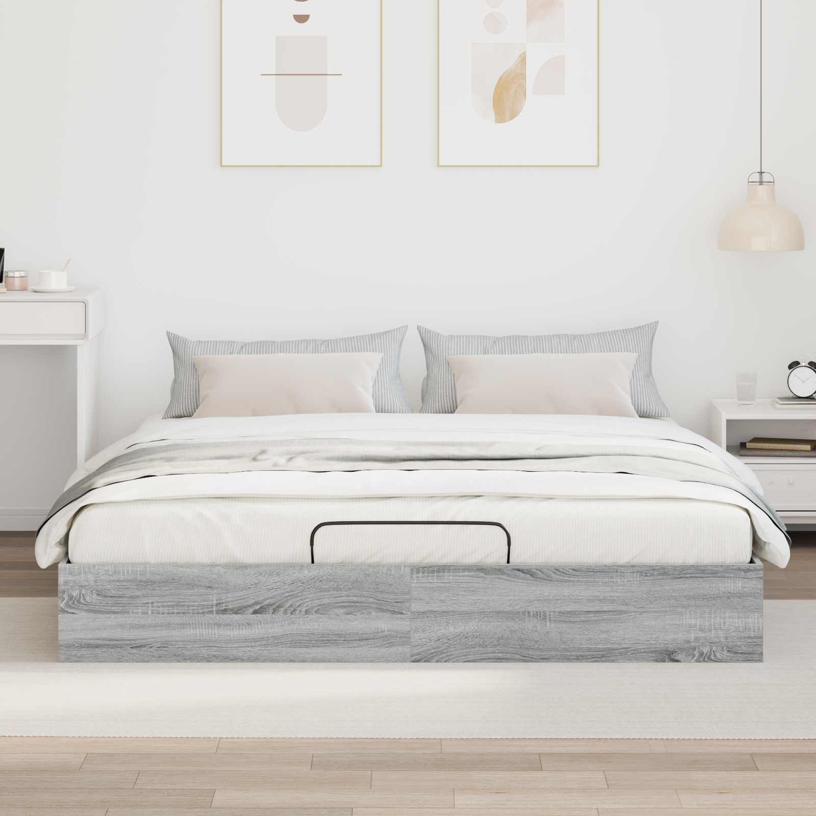 Otomanski krevet s pohranom Sivi Sonoma 203 x 160 x 25 cm