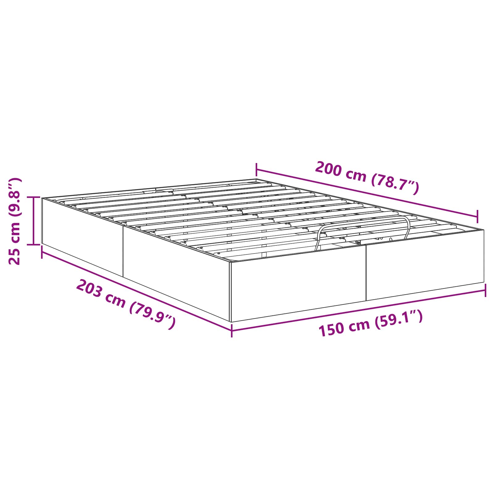 Otomanski krevet s pohranom Staro drvo 203 x 150 x 25 cm
