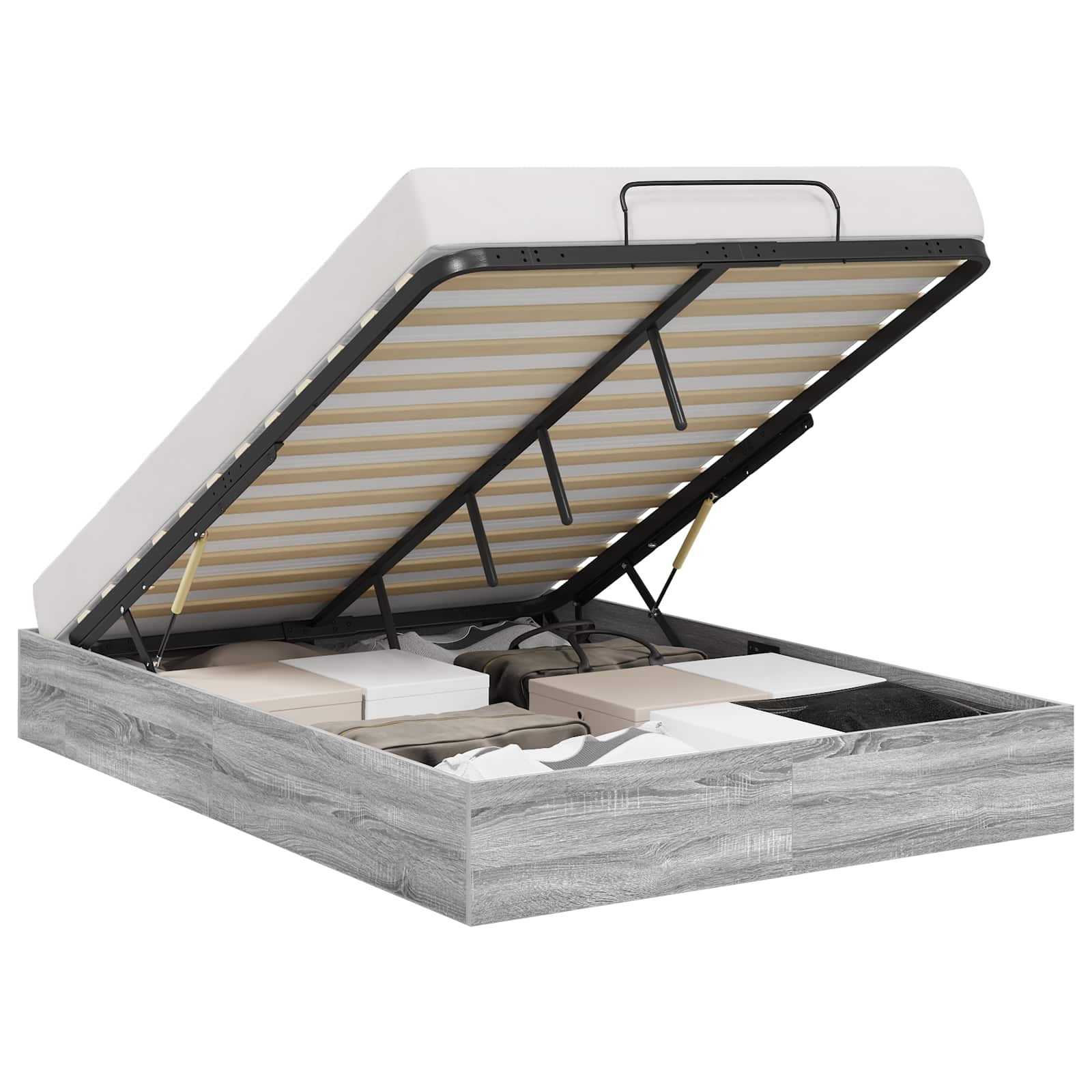 Otomanski krevet s pohranom Sivi Sonoma 203 x 140 x 25 cm