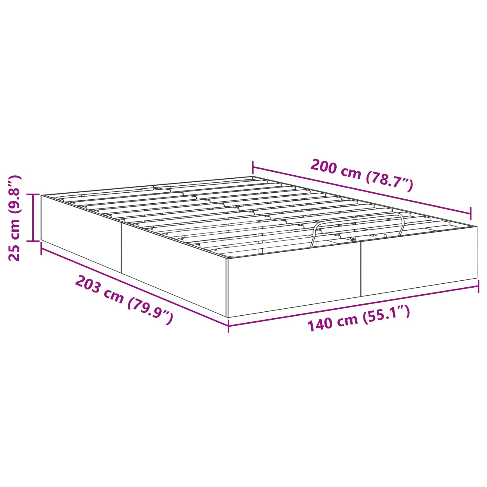 Otomanski krevet s pohranom Staro drvo 203 x 140 x 25 cm
