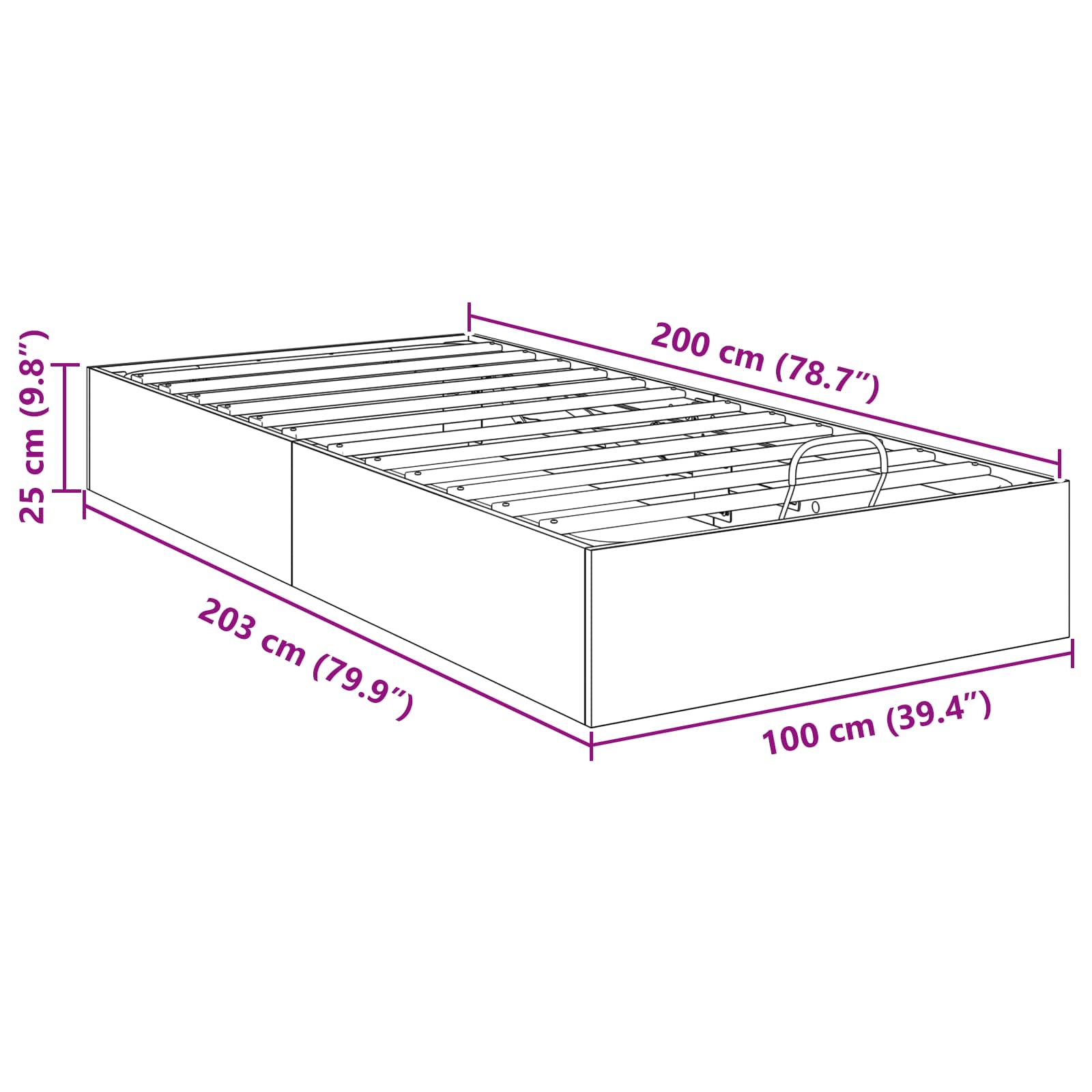 Otomanski krevet s pohranom Staro drvo 203 x 100 x 25 cm