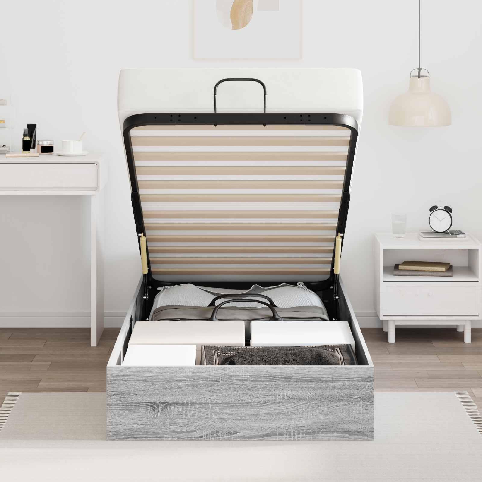 Otomanski krevet s pohranom Sivi Sonoma 203 x 90 x 25 cm
