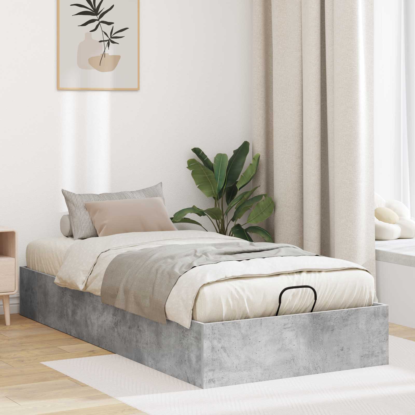 Otomanski krevet Betonsko Siva 90 x 190 cm Konstrukcijsko drvo