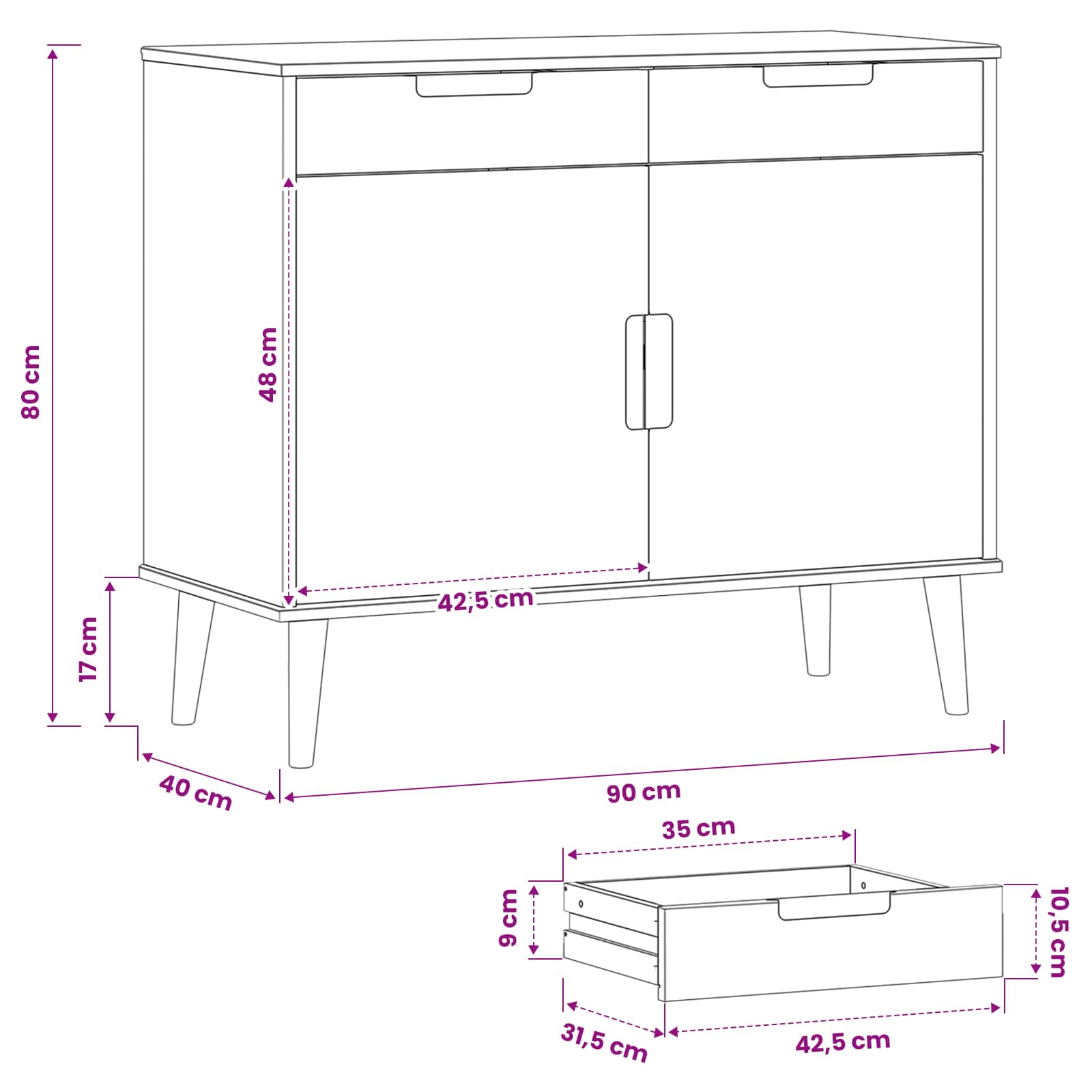 Kreveta MOLDE Karamele 90 x 40 x 80 cm