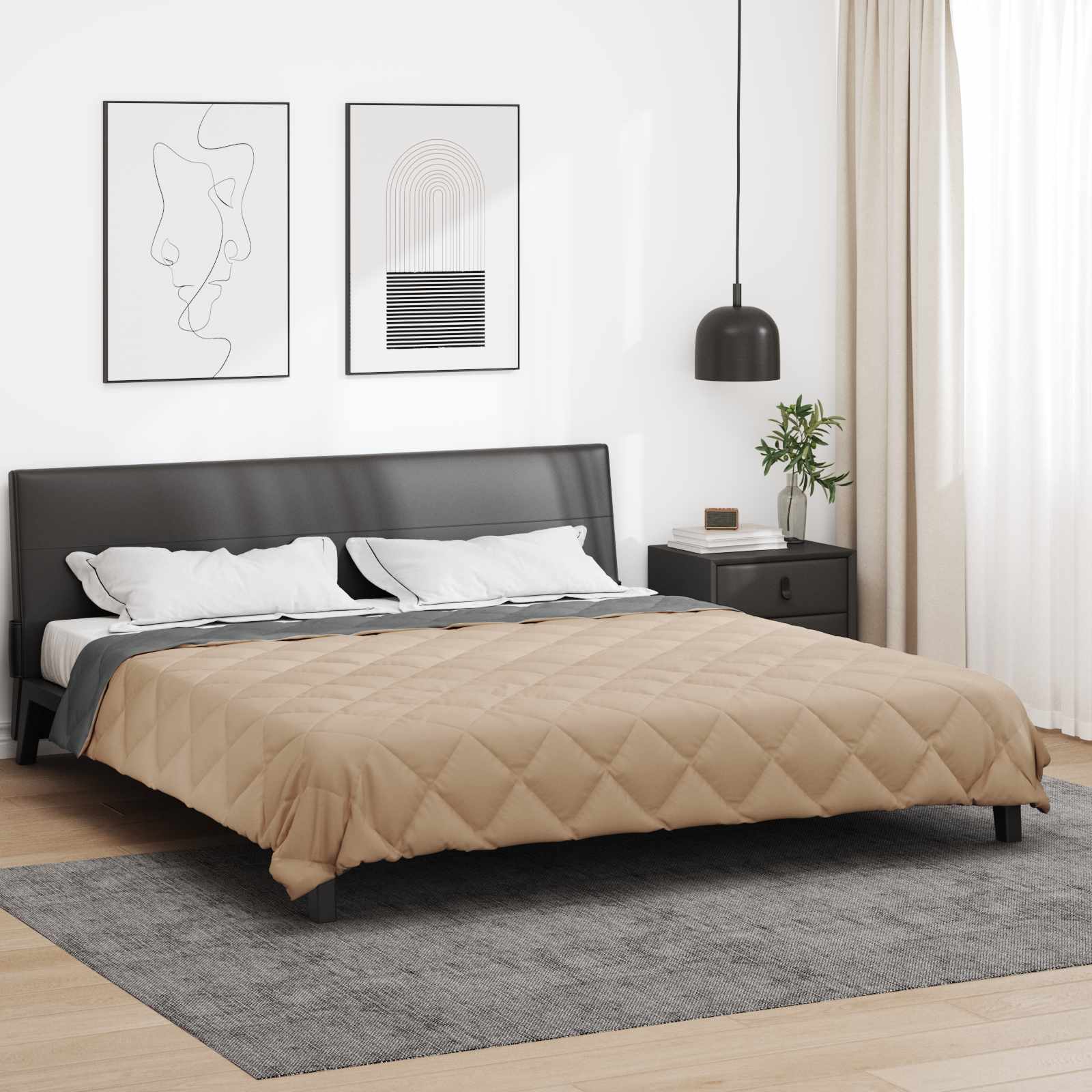 Ljetni pokrivač Antracit i taupe 240 x 200 cm Mikrovlakna