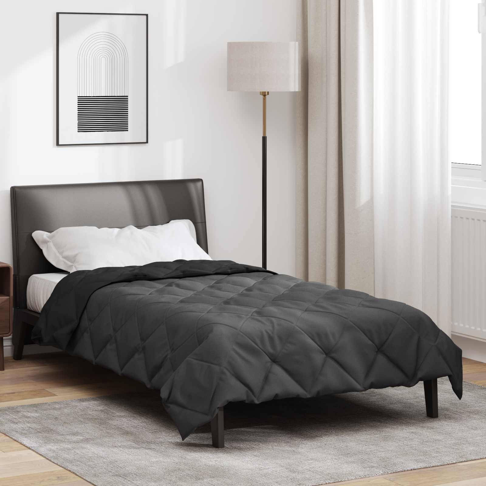 Ljetni pokrivač Crna i antracit 220 x 140 cm Mikrovlakna