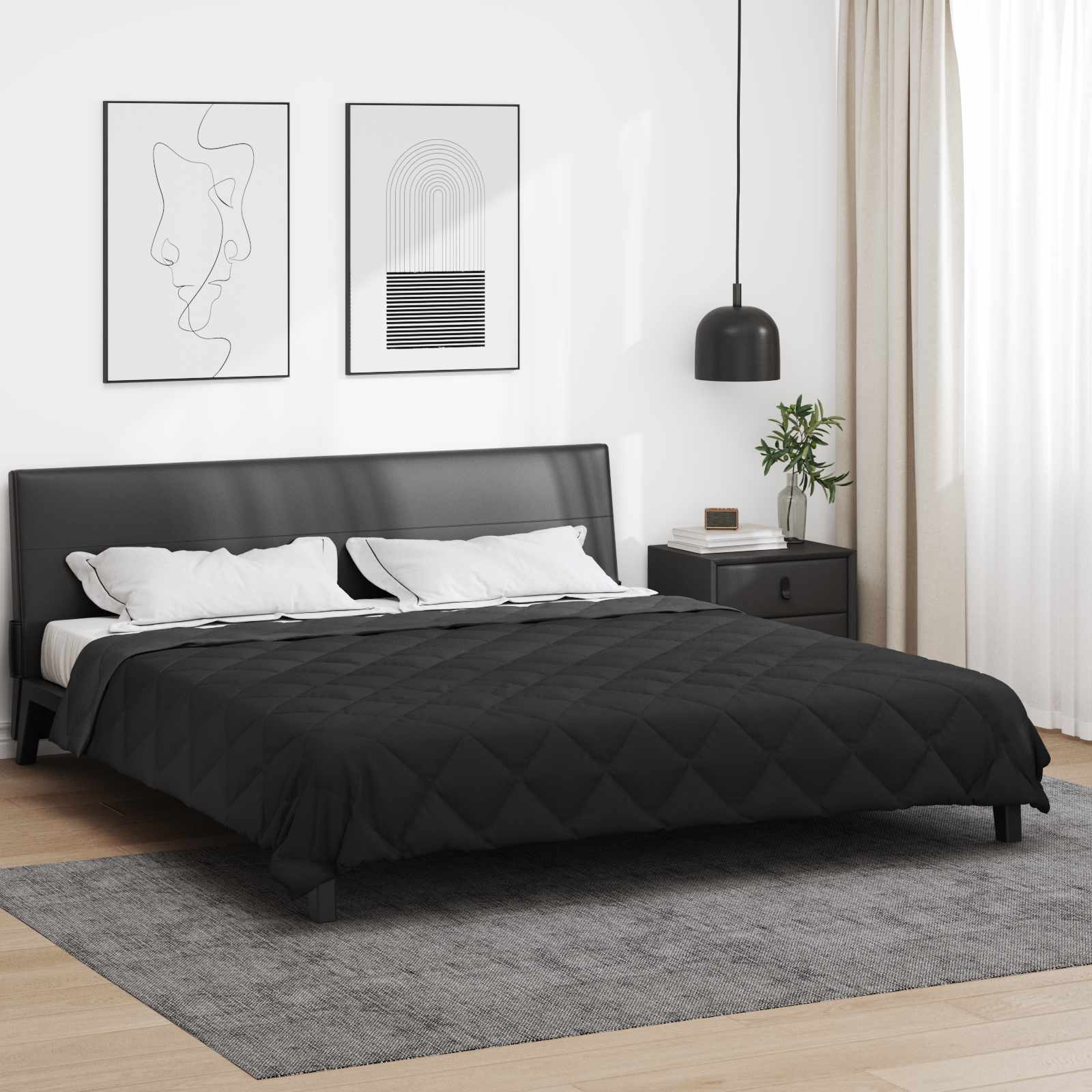Ljetni pokrivač Crna i antracit 220 x 260 cm Mikrovlakna