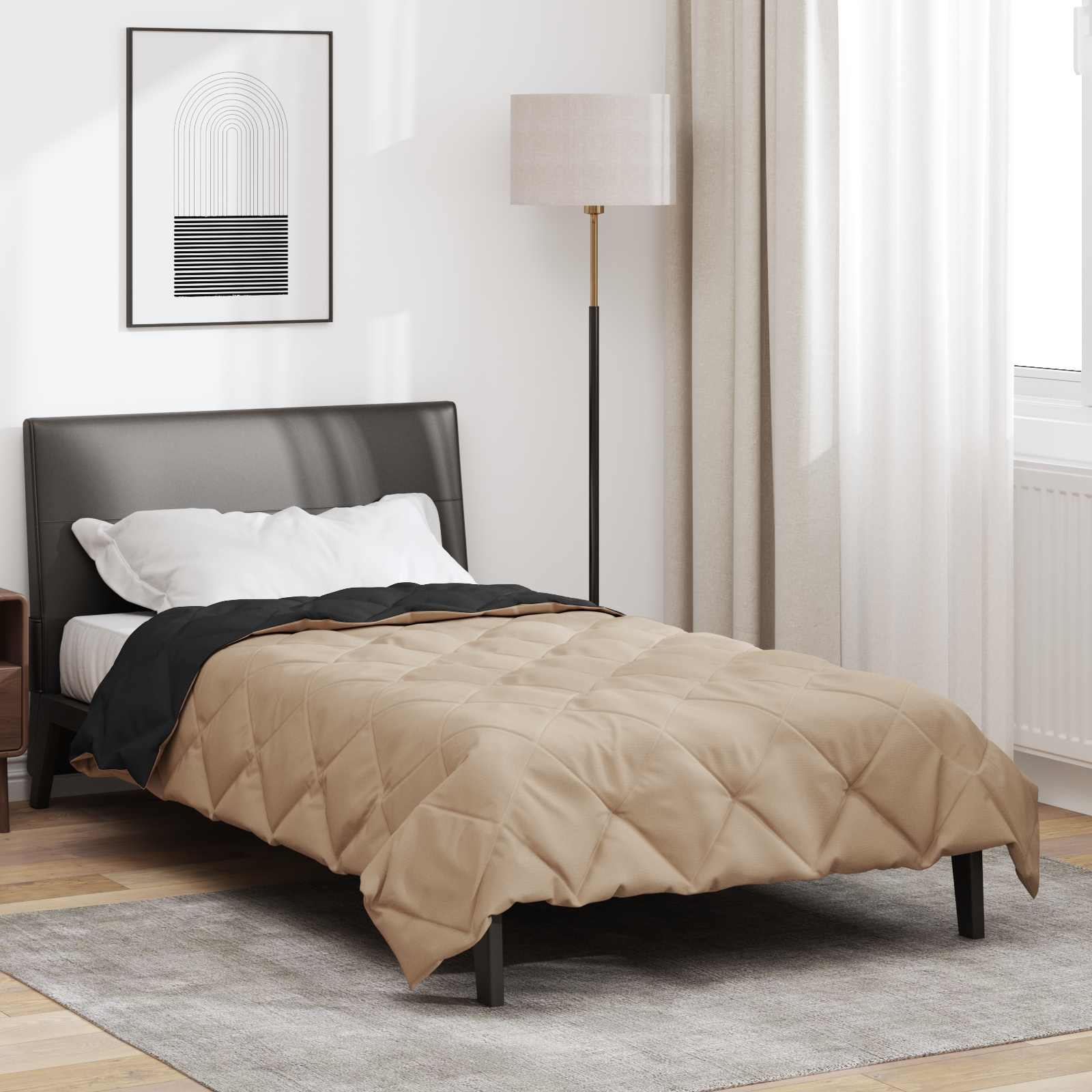 Ljetni pokrivač Crna i taupe 200 x 135 cm Mikrovlakna