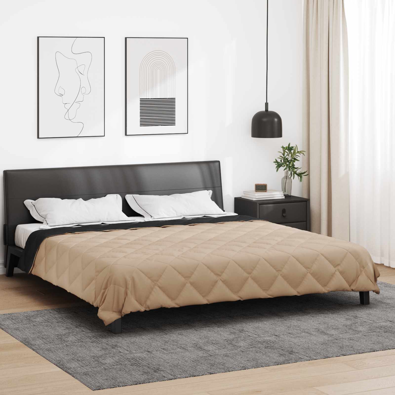 Ljetni pokrivač Crna i taupe 200 x 200 cm Mikrovlakna