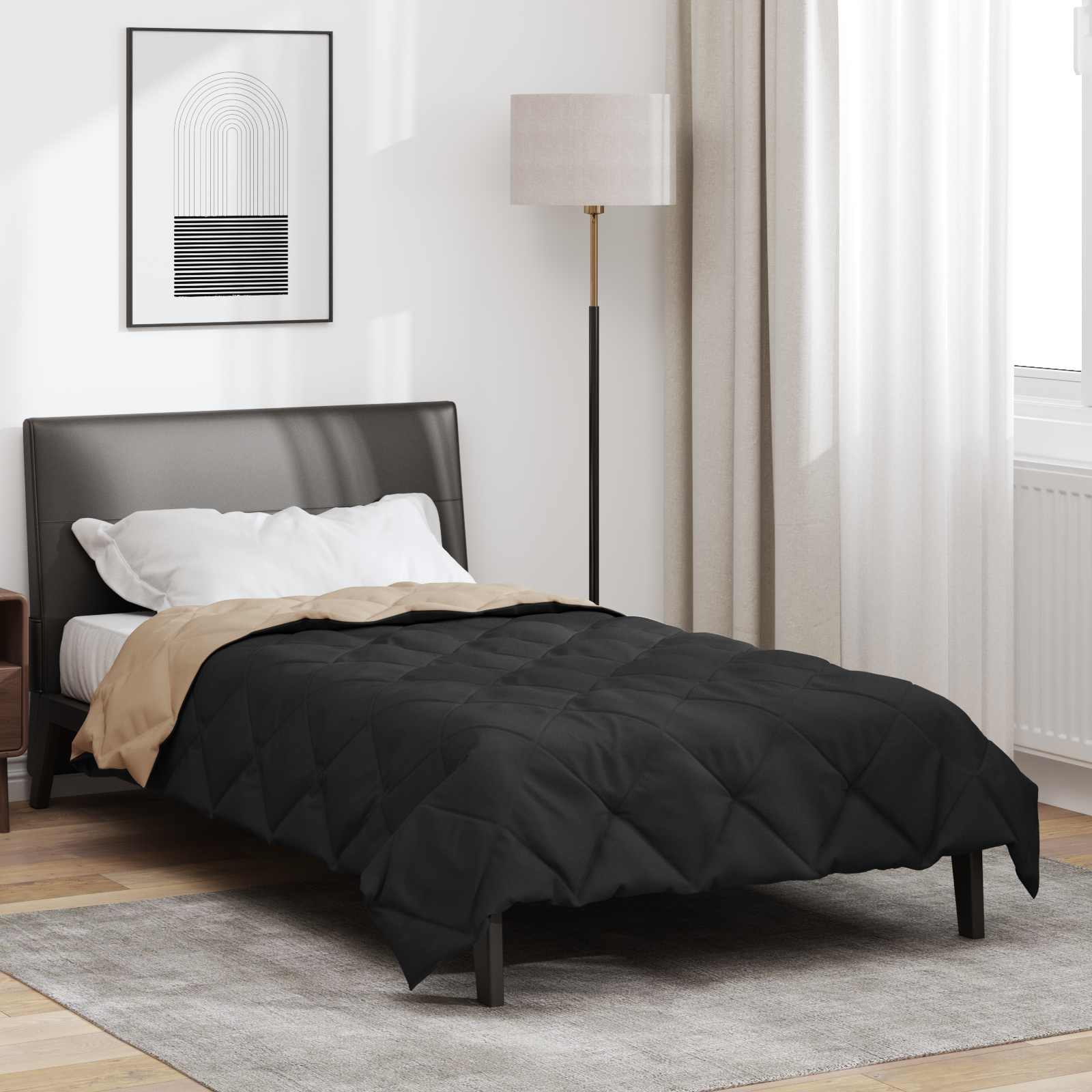 Ljetni pokrivač Crna i taupe 220 x 155 cm Mikrovlakna