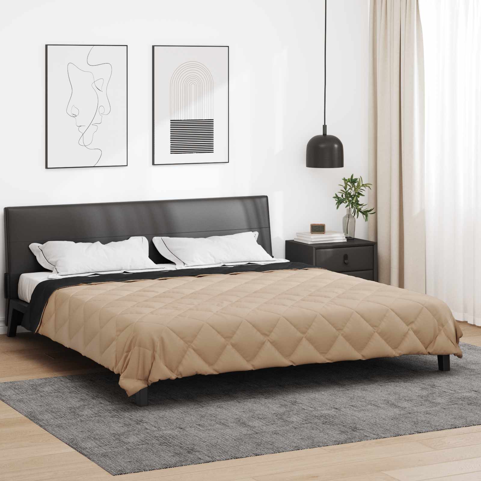 Puni pokrivač za cijelu godinu Crna i taupe 200 x 240 cm