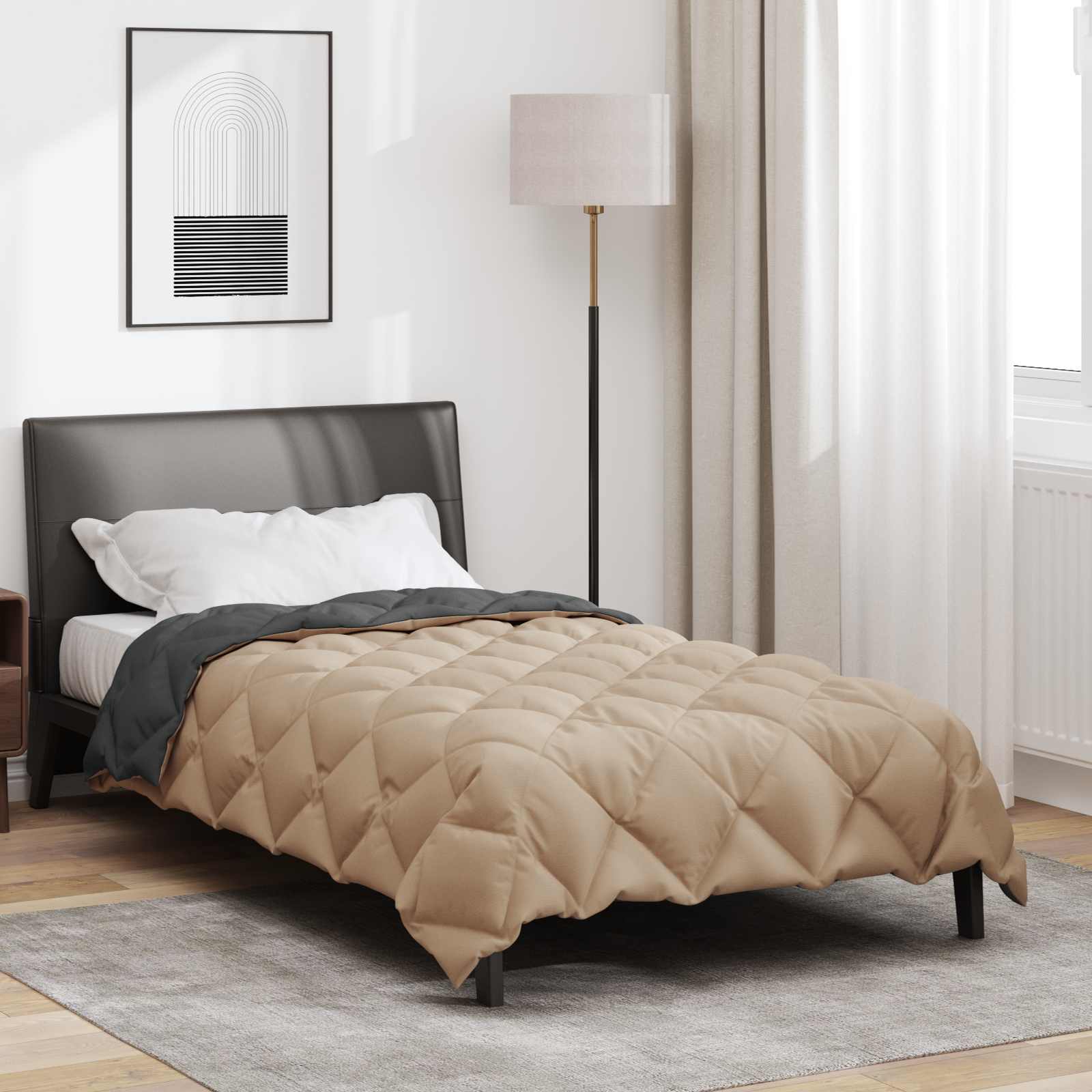 Zimska pokrivača Antracit i taupe 140 x 220 cm Mikrovlakna