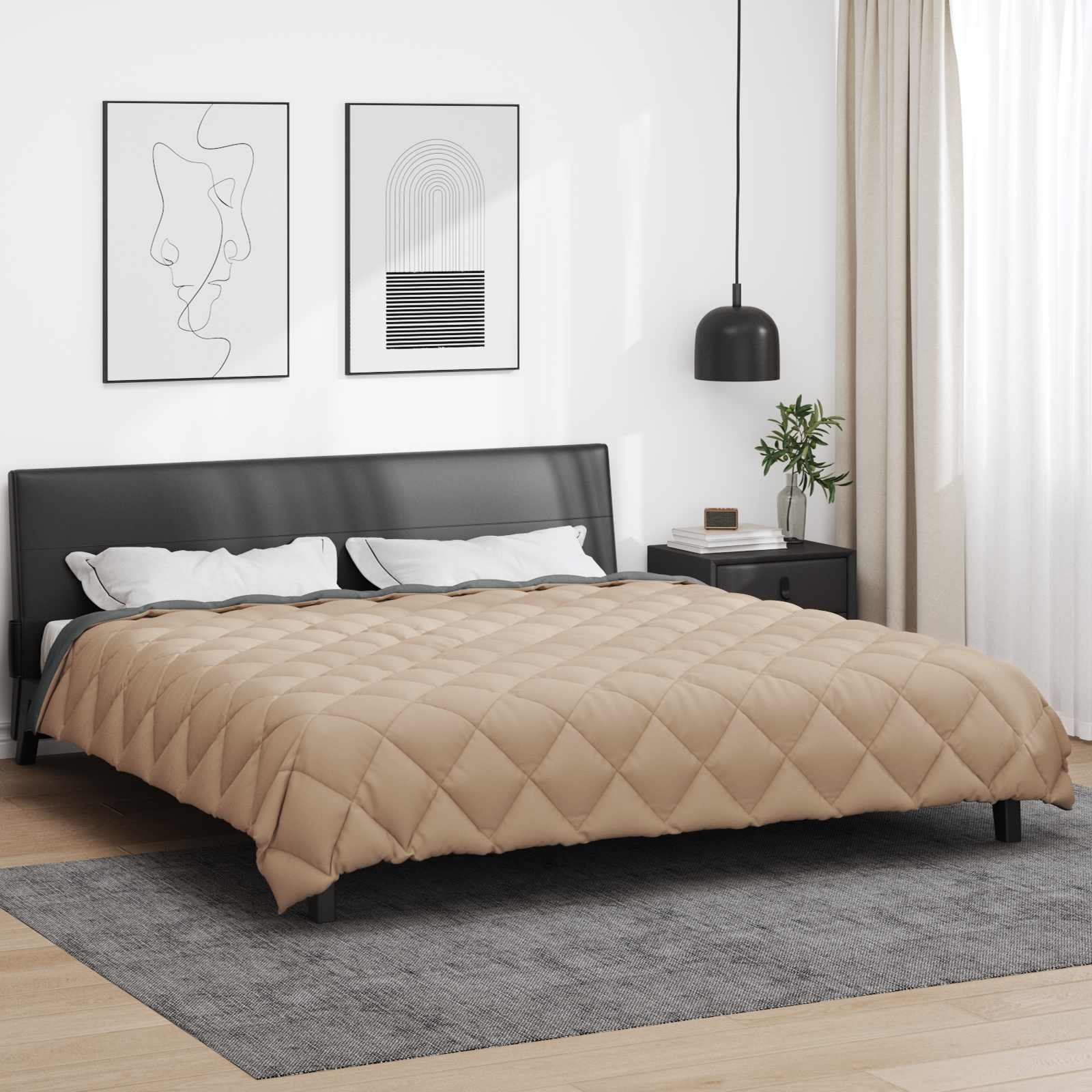 Zimska pokrivača Antracit i taupe 240 x 260 cm Mikrovlakna
