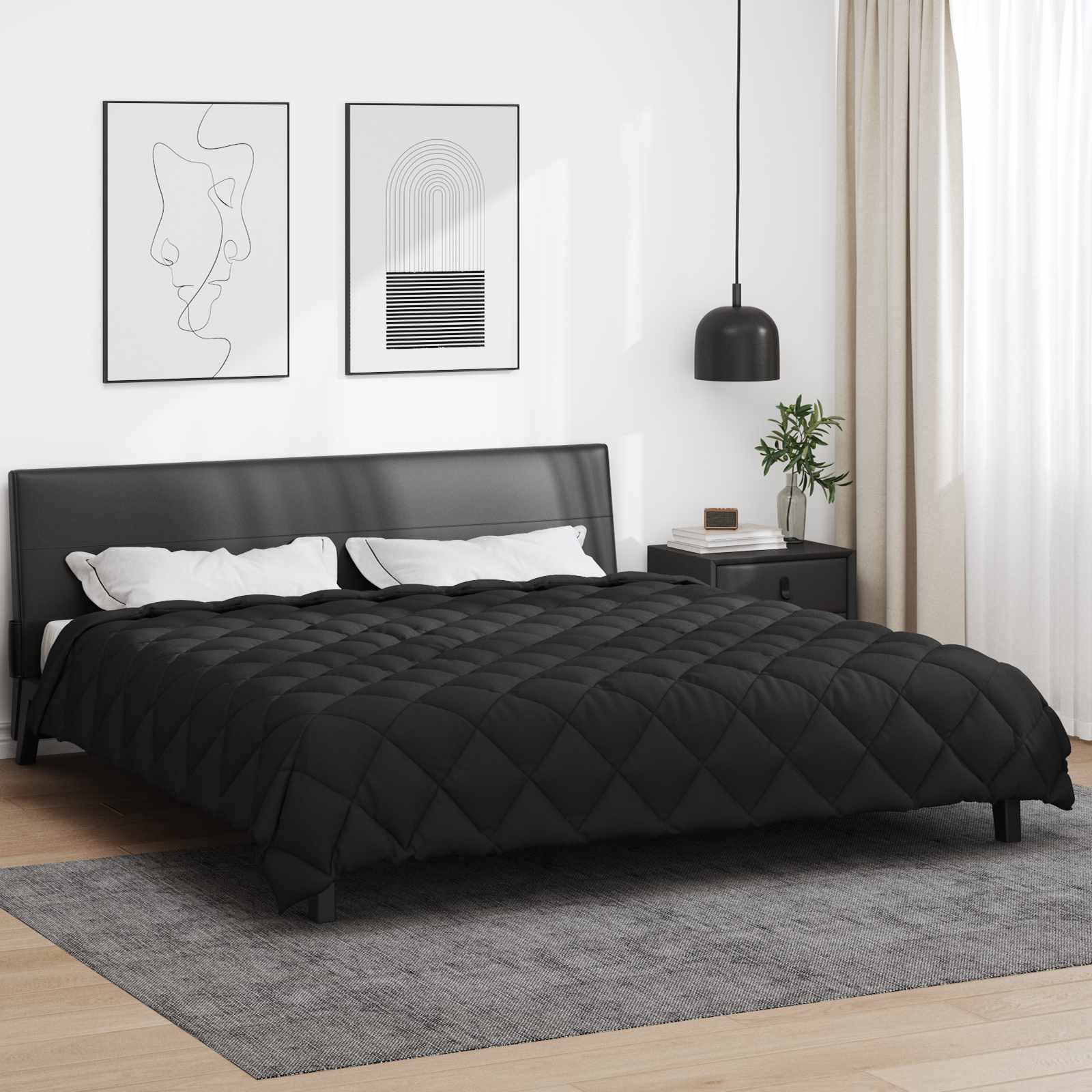 Zimska pokrivača Crna 220 x 260 cm Mikrovlakna