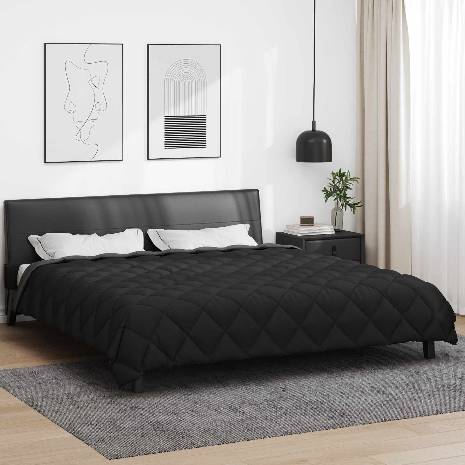 Zimska pokrivača Crna i antracit 200 x 240 cm Mikrovlakna