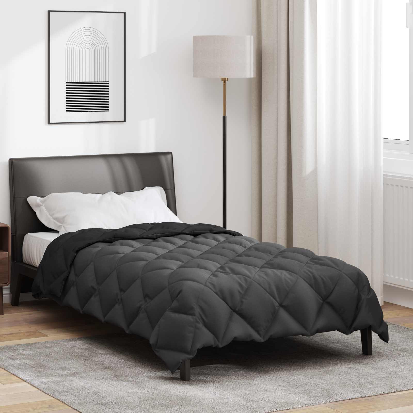 Zimska pokrivača Crna i antracit 135 x 220 cm Mikrovlakna