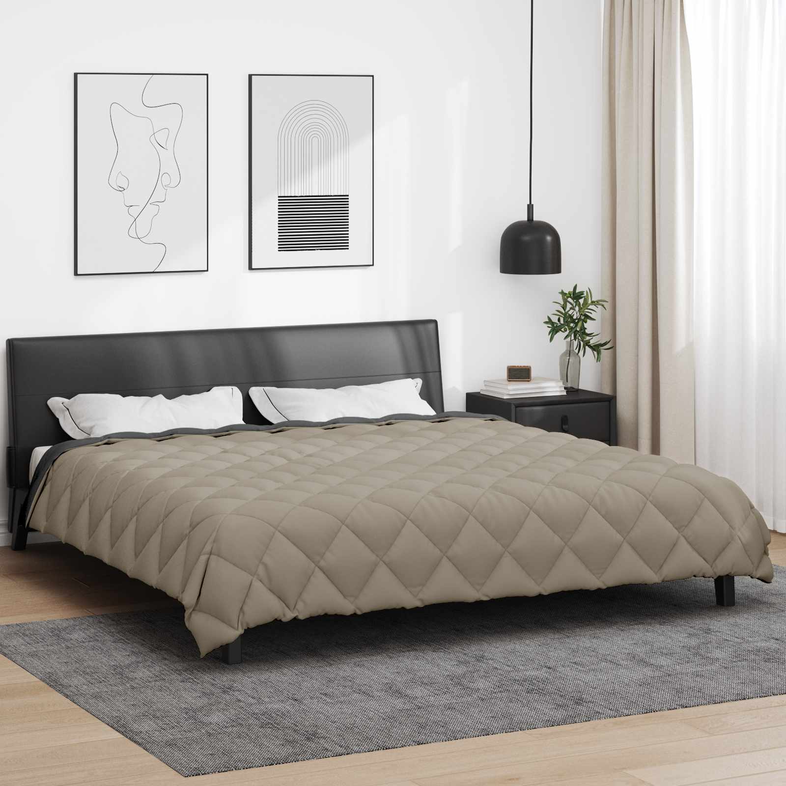 Zimska pokrivača Svijetlo siva i antracit 220 x 260 cm