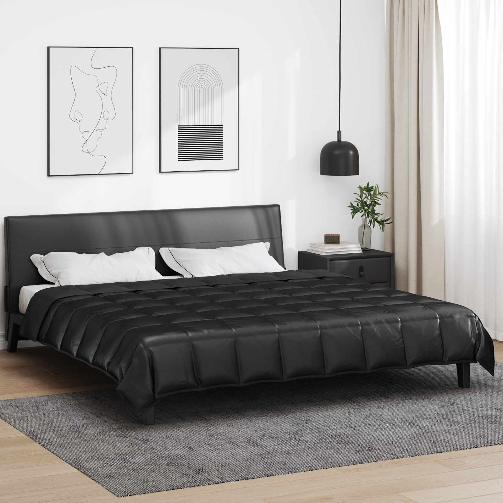Ljetni pokrivač Crna 200 x 240 cm Saten i mikrovlakna