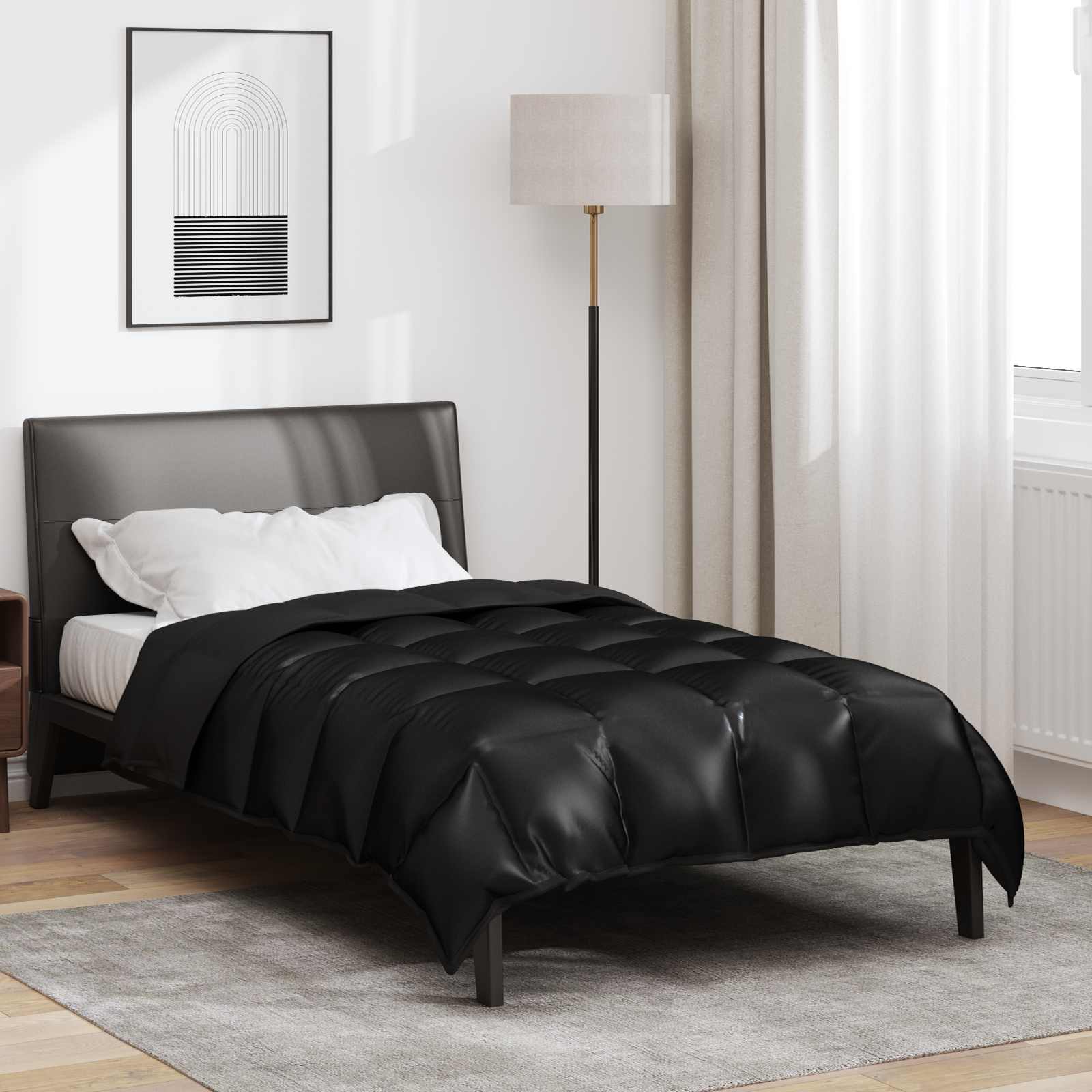 Zimska pokrivača Crna 135 x 200 cm Saten i mikrovlakna