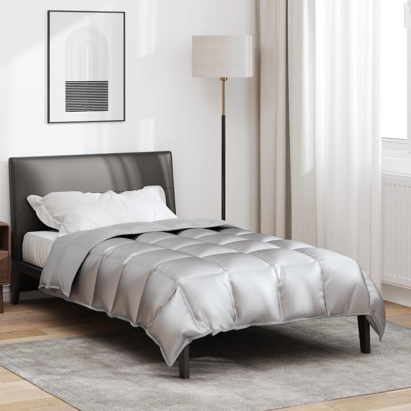 Zimska pokrivača Srebrno 135 x 220 cm Saten i mikrovlakna