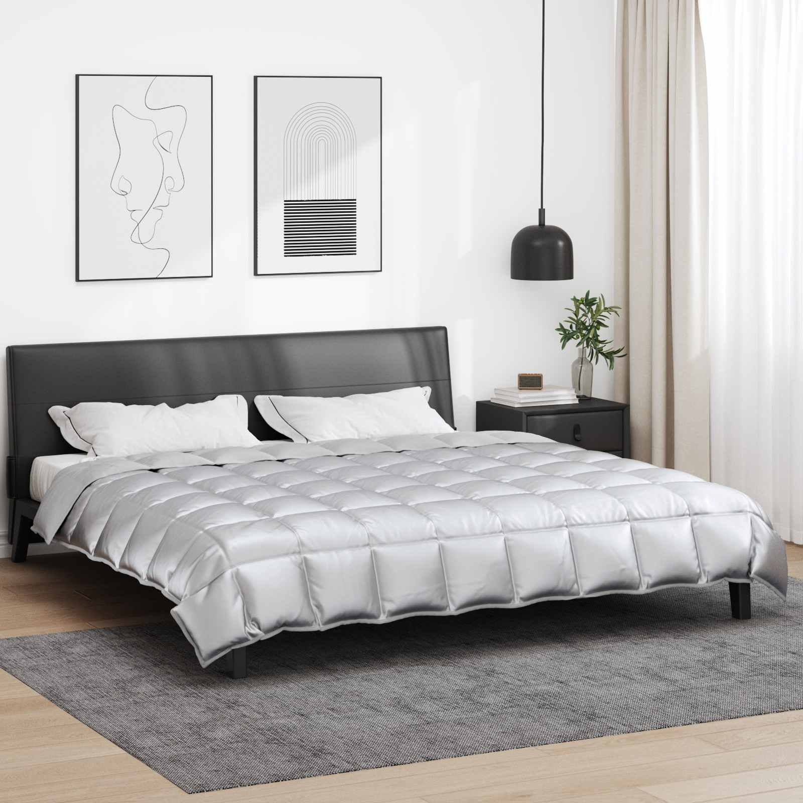 Zimska pokrivača Srebrno 220 x 260 cm Saten i mikrovlakna